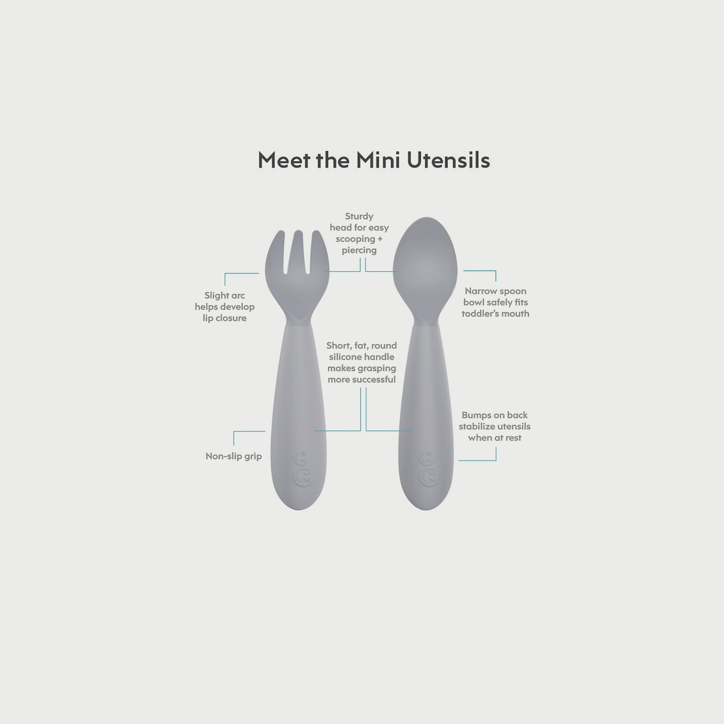 ezpz Mini Utensils (Spoon + Fork), Pewter-baby-feeding-mealtimeessentials-image-3
