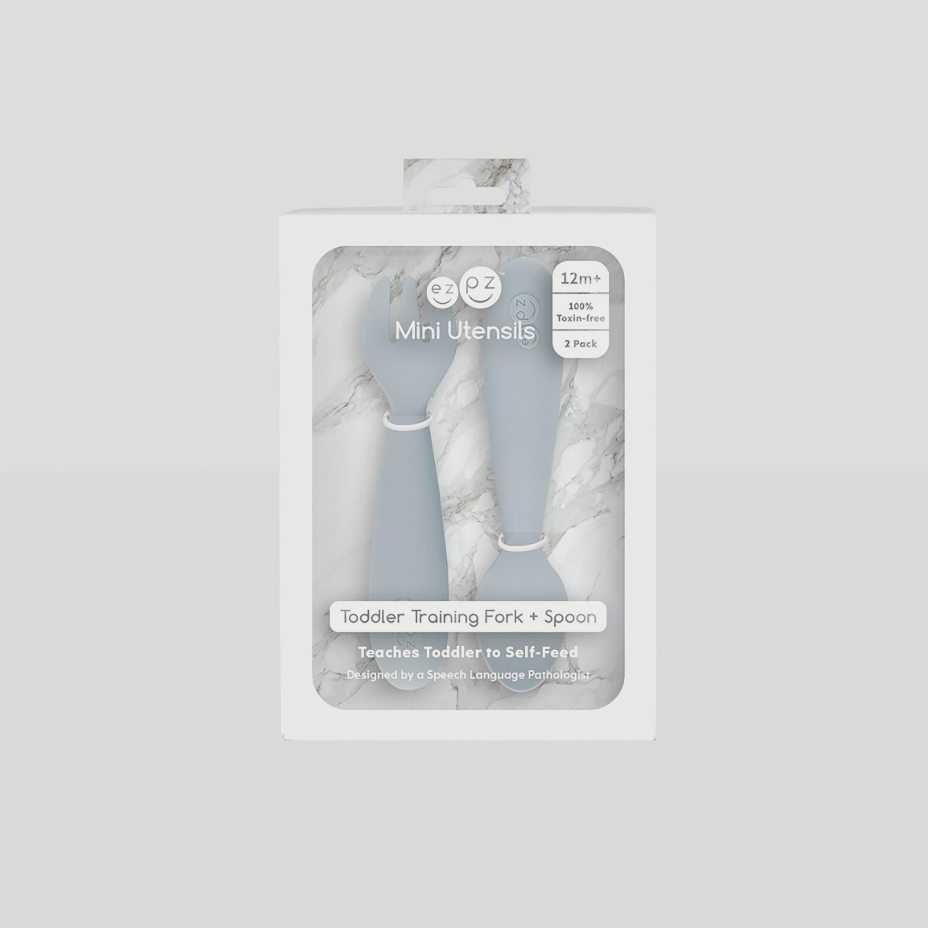ezpz Mini Utensils (Spoon + Fork), Pewter-baby-feeding-mealtimeessentials-image-4