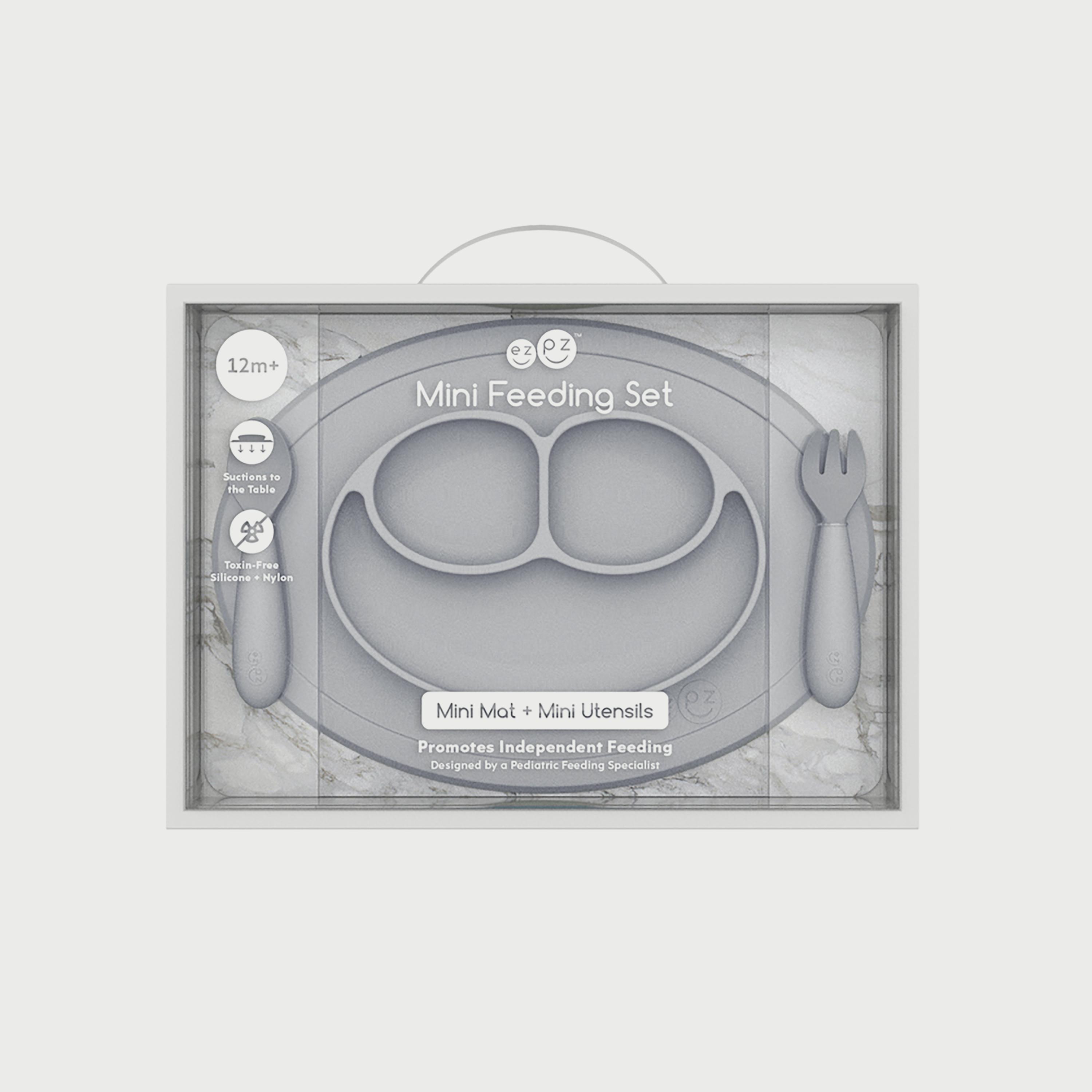 ezpz Mini Feeding Set, Pewter-baby-feeding-mealtimeessentials-image-1