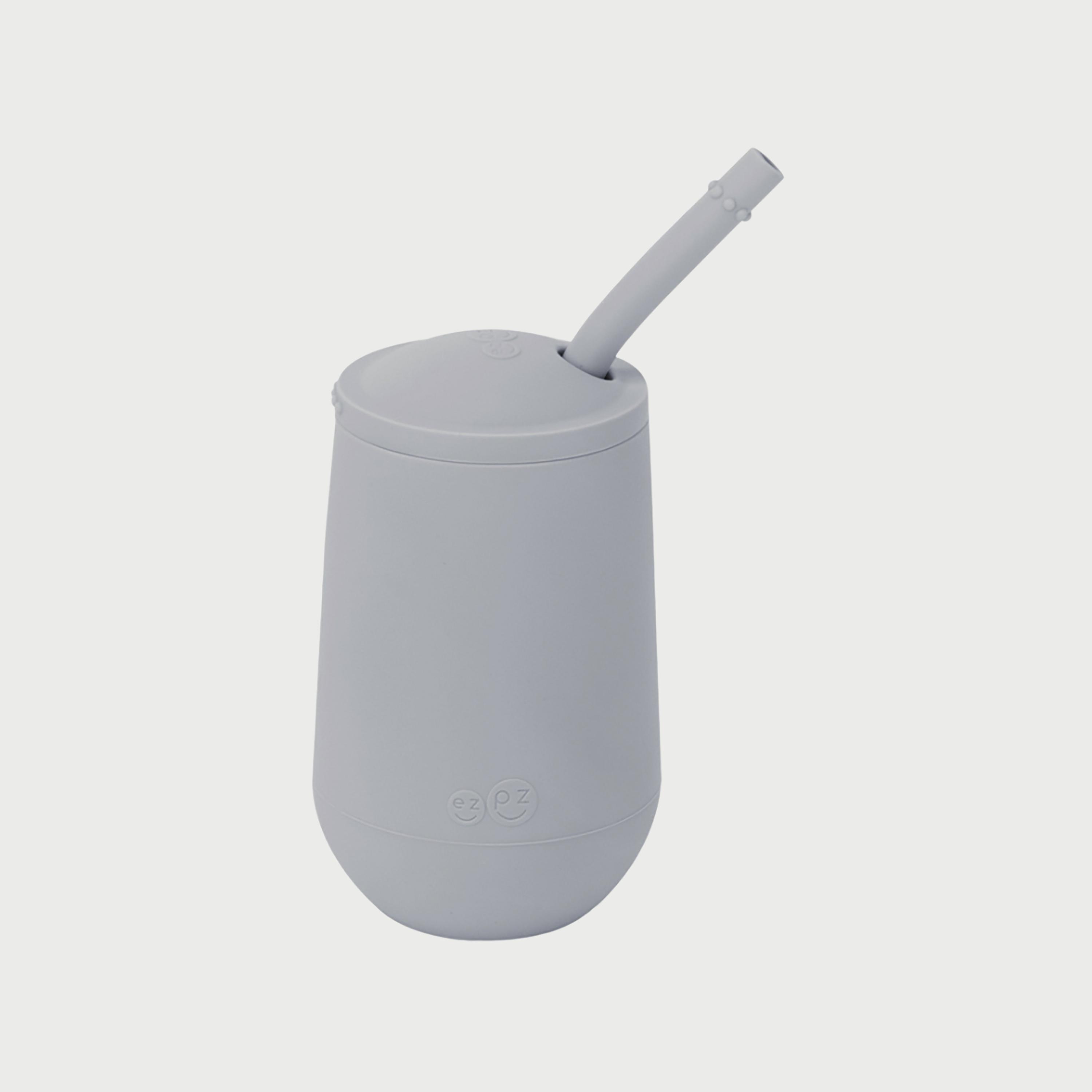 ezpz Happy Cup & Straw System, Pewter-baby-feeding-mealtimeessentials-image-1