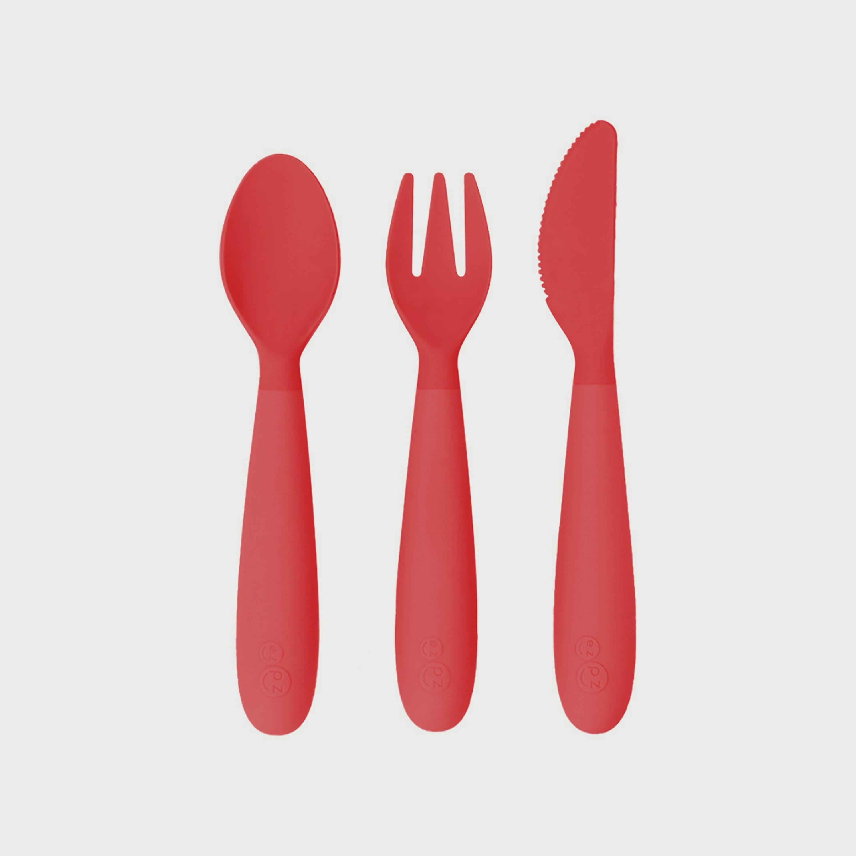 ezpz Happy Utensils, Coral-baby-feeding-mealtimeessentials-image-1