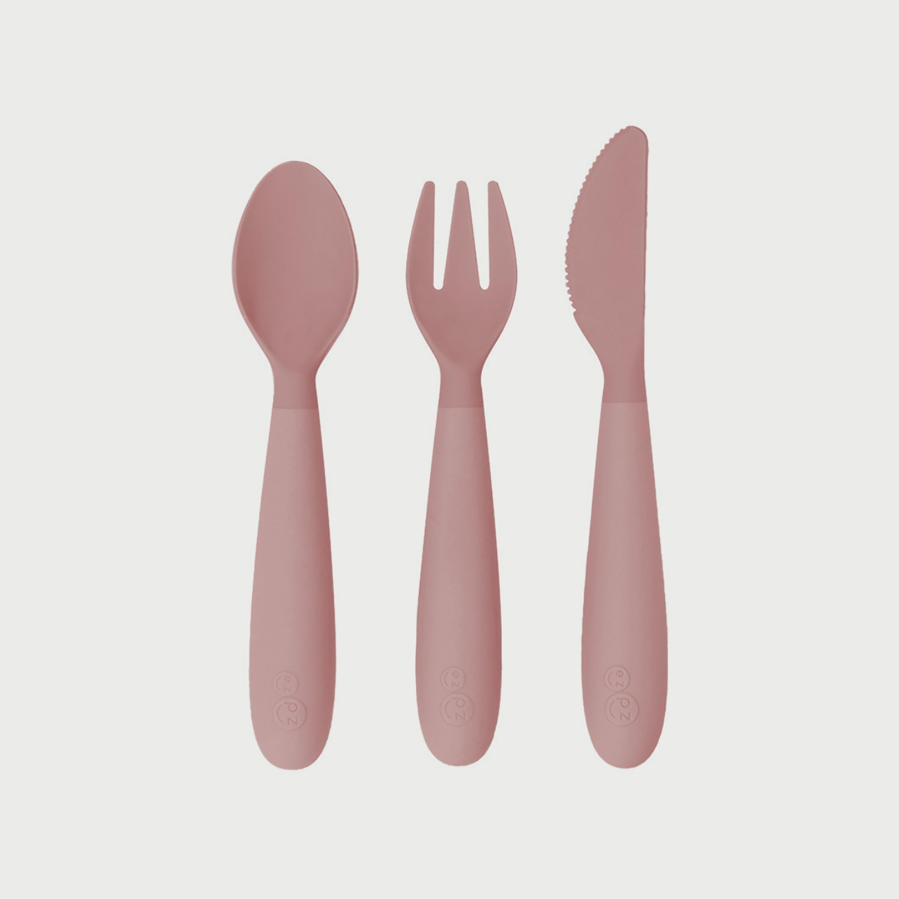 ezpz Happy Utensils, Blush-baby-feeding-mealtimeessentials-image-1