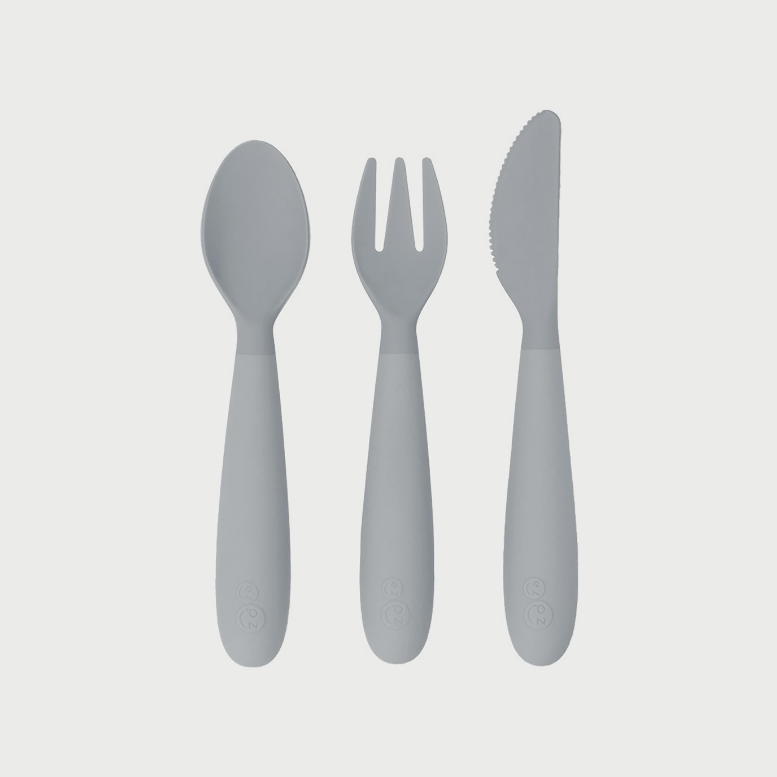 ezpz Happy Utensils, Pewter-baby-feeding-mealtimeessentials-image-1