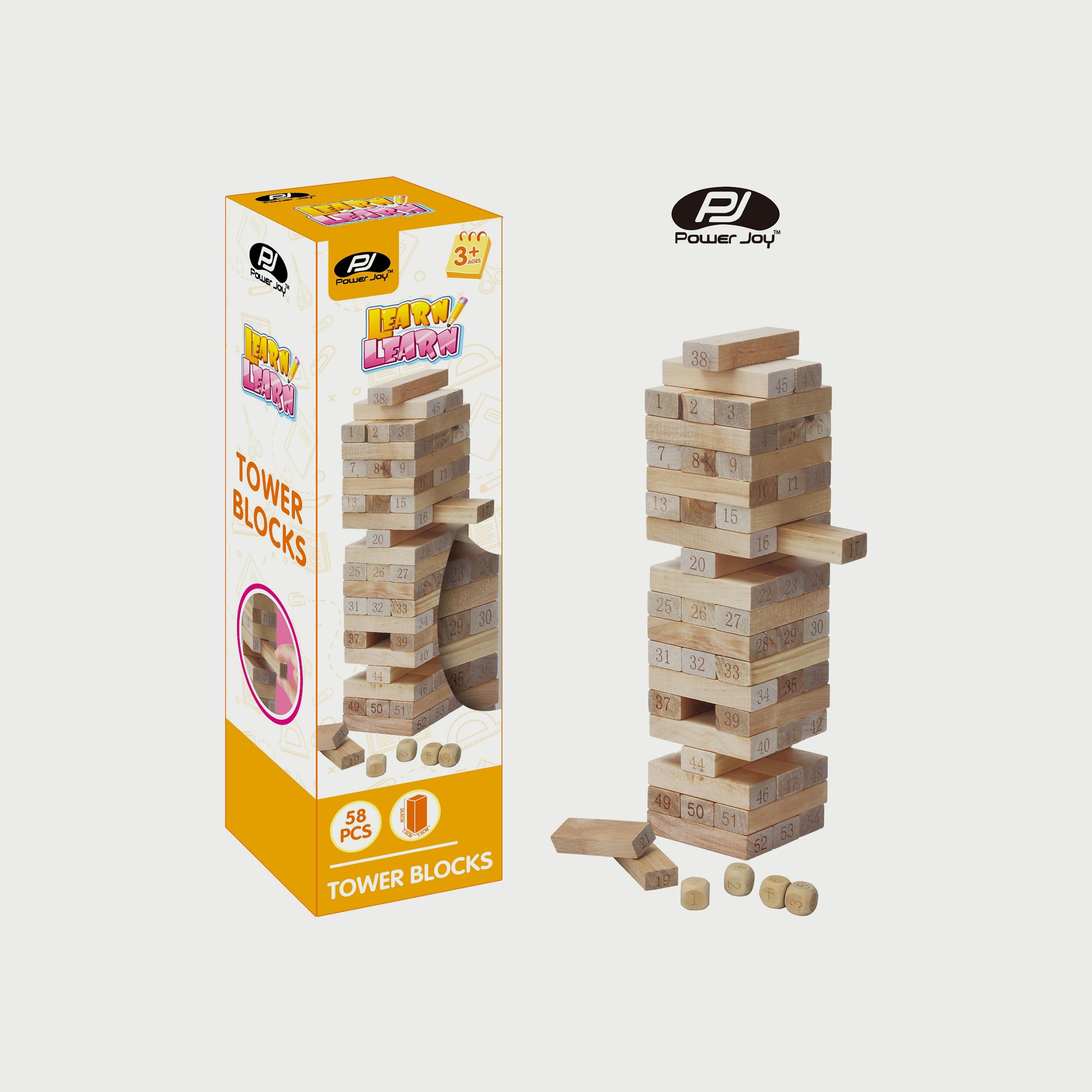 لعبة مجموعة مكعبات بناء البرج 54 قطعة مع 4 نرد من بي جوي-toys-buildingblocks-blocks-image-1