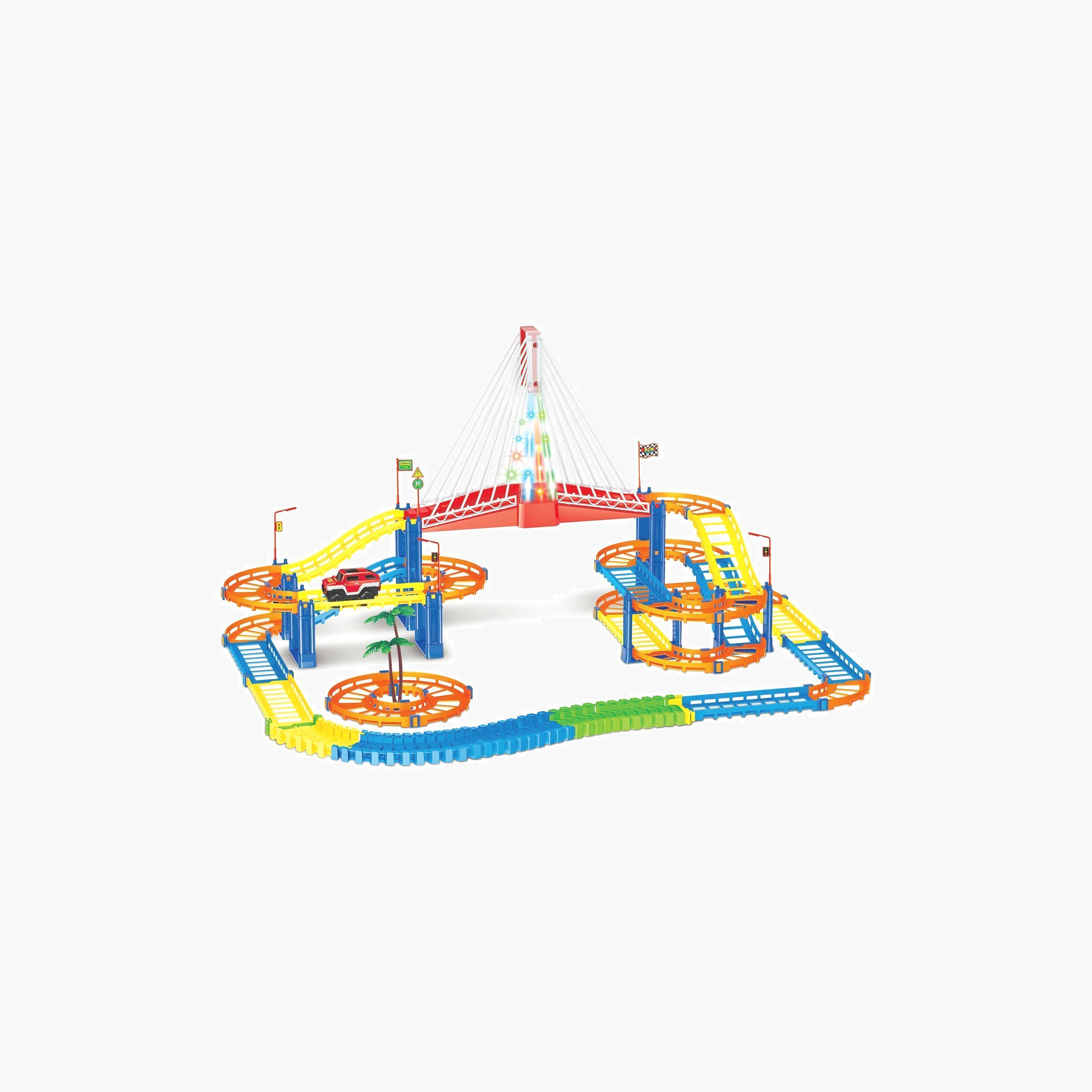 Power Joy Vroom Vroom Magic Track Bridge Set, Battery Operated-toys-playvehicles-vehicleplaysets-image-1