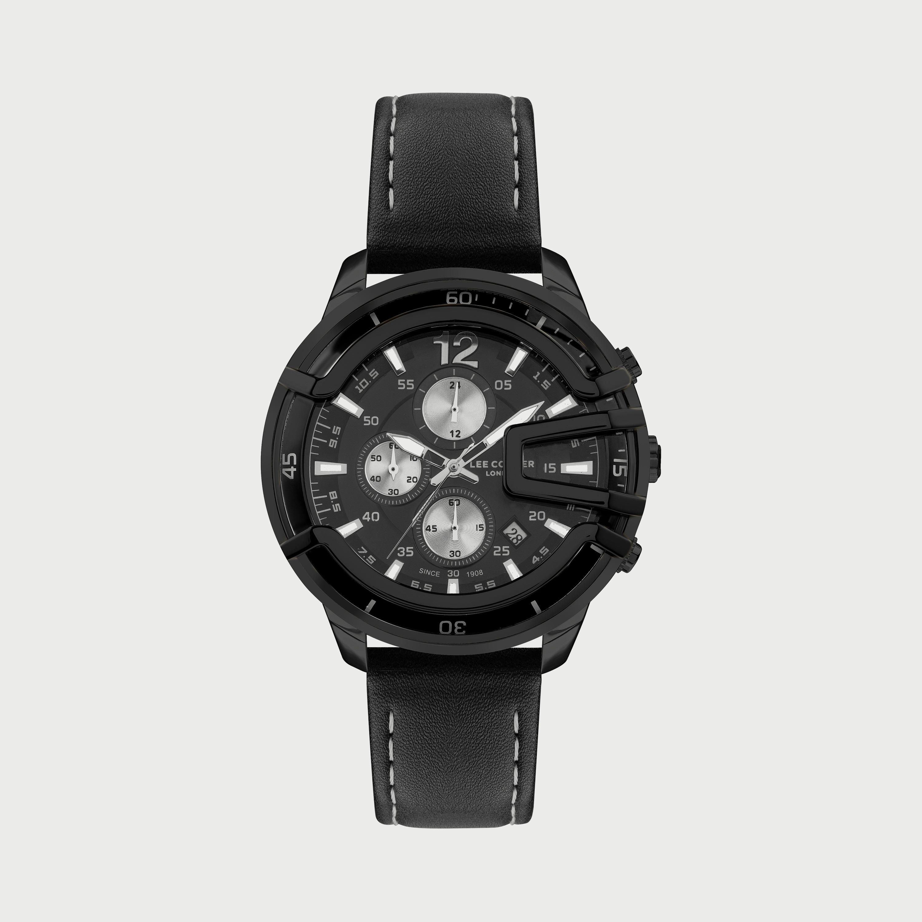 ساعة كرونوغراف للرجال بسوار جلدي من لي كوبر LC07468.651-men-watchesandjewellery-watches-image-1