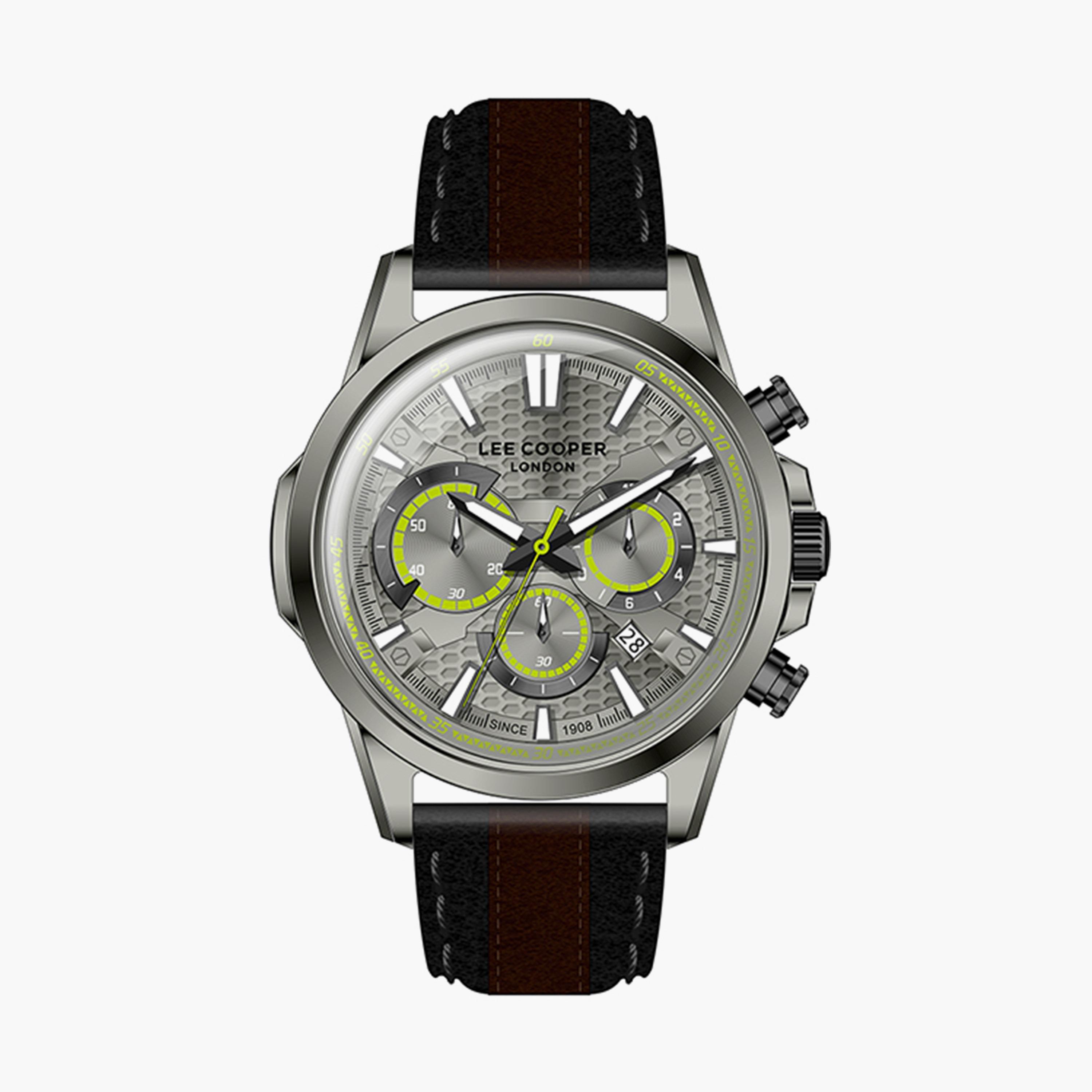  LC07493.061 | ساعة لي كوبر للرجال بسوار جلدي ذو كرونوغراف أسود-men-watchesandjewellery-watches-image-1
