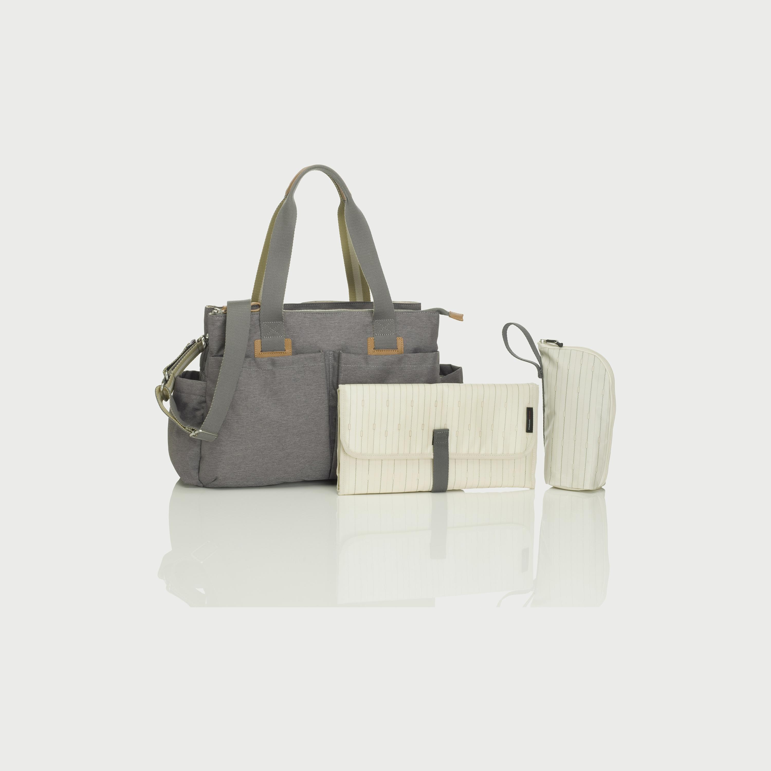 Grey leather best sale diaper bag