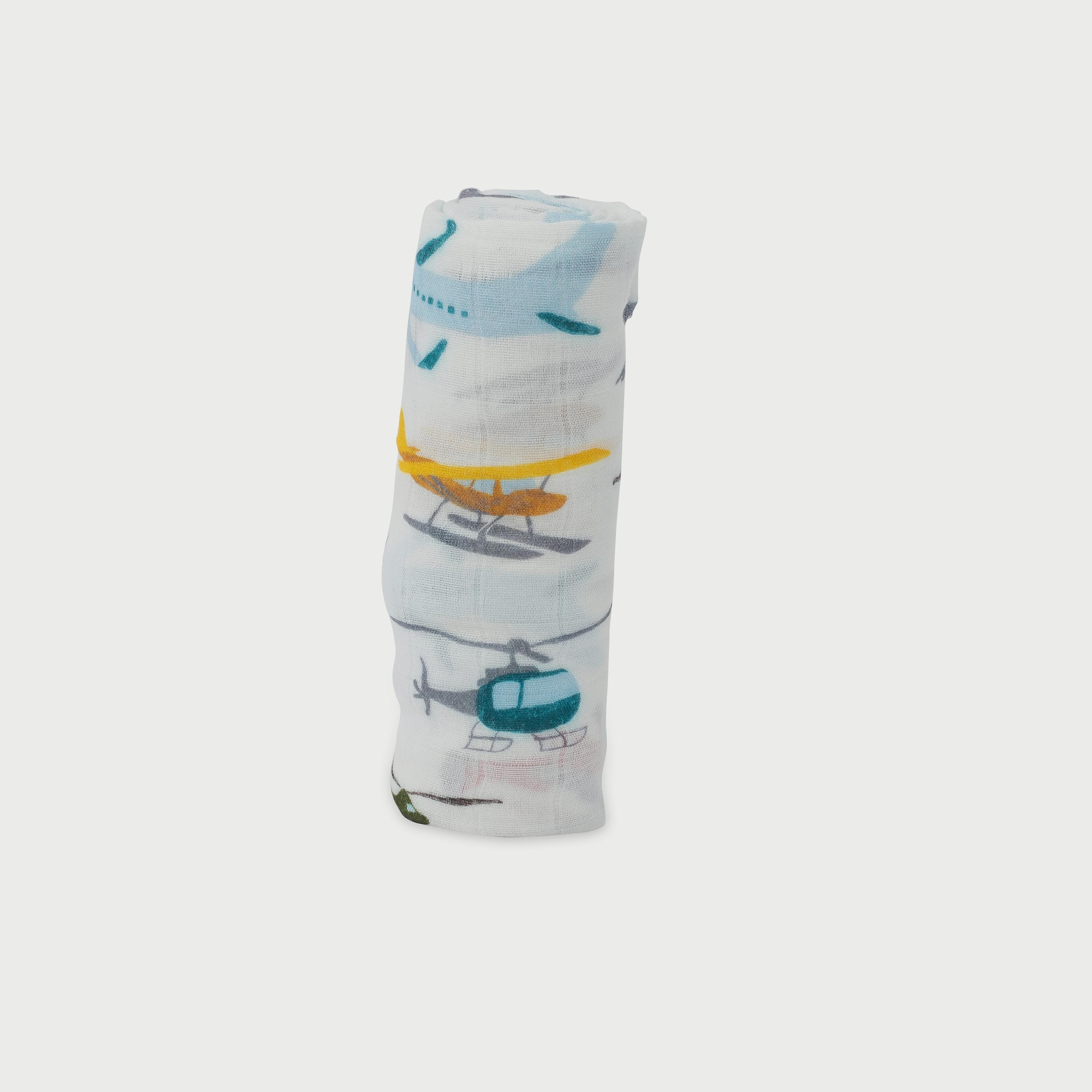 Little Unicorn Deluxe Muslin Swaddle, Single, Air Show-baby-nursery-blanketsandswaddles-swaddlesandsleepingbags-image-1