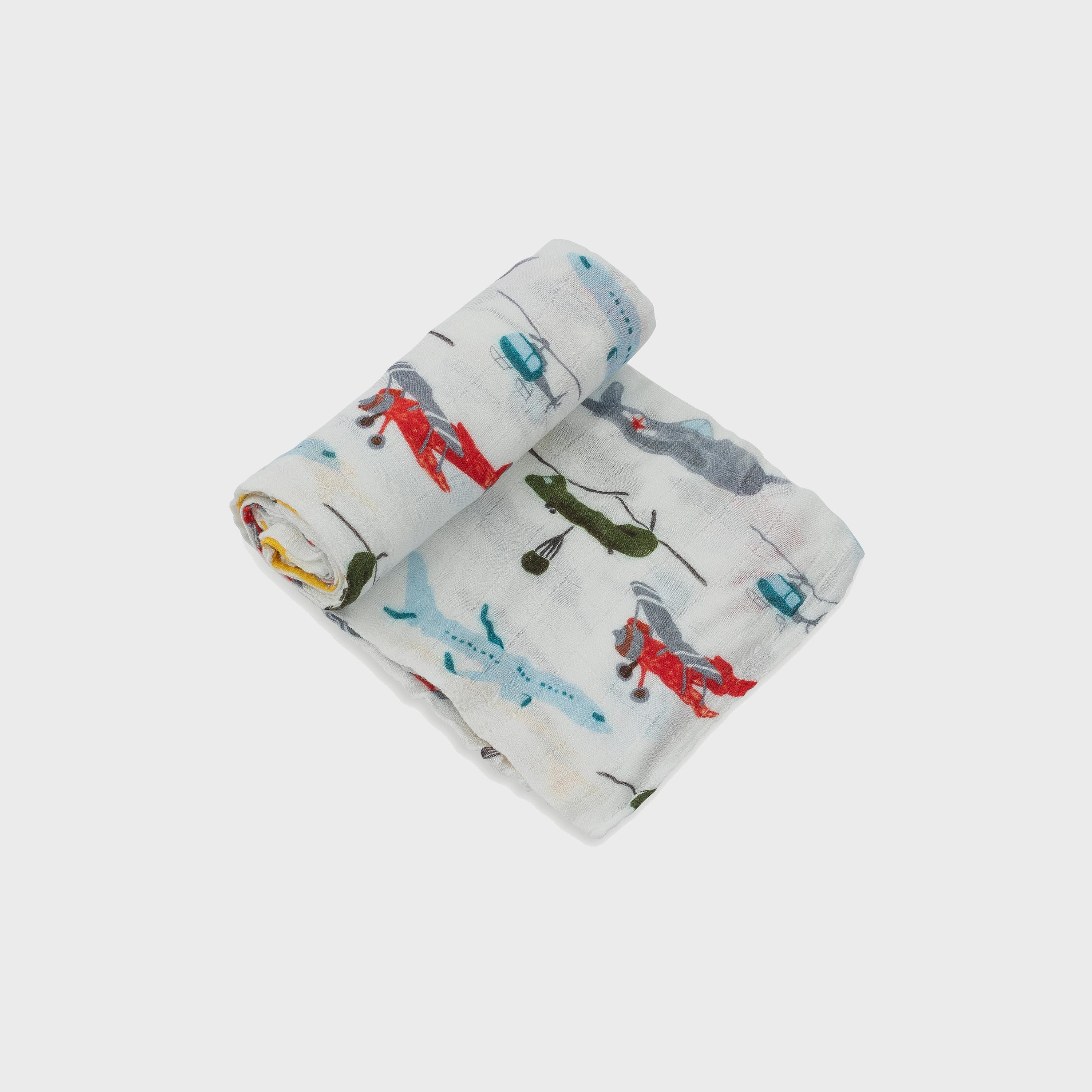 Little Unicorn Deluxe Muslin Swaddle, Single, Air Show-baby-nursery-blanketsandswaddles-swaddlesandsleepingbags-image-2