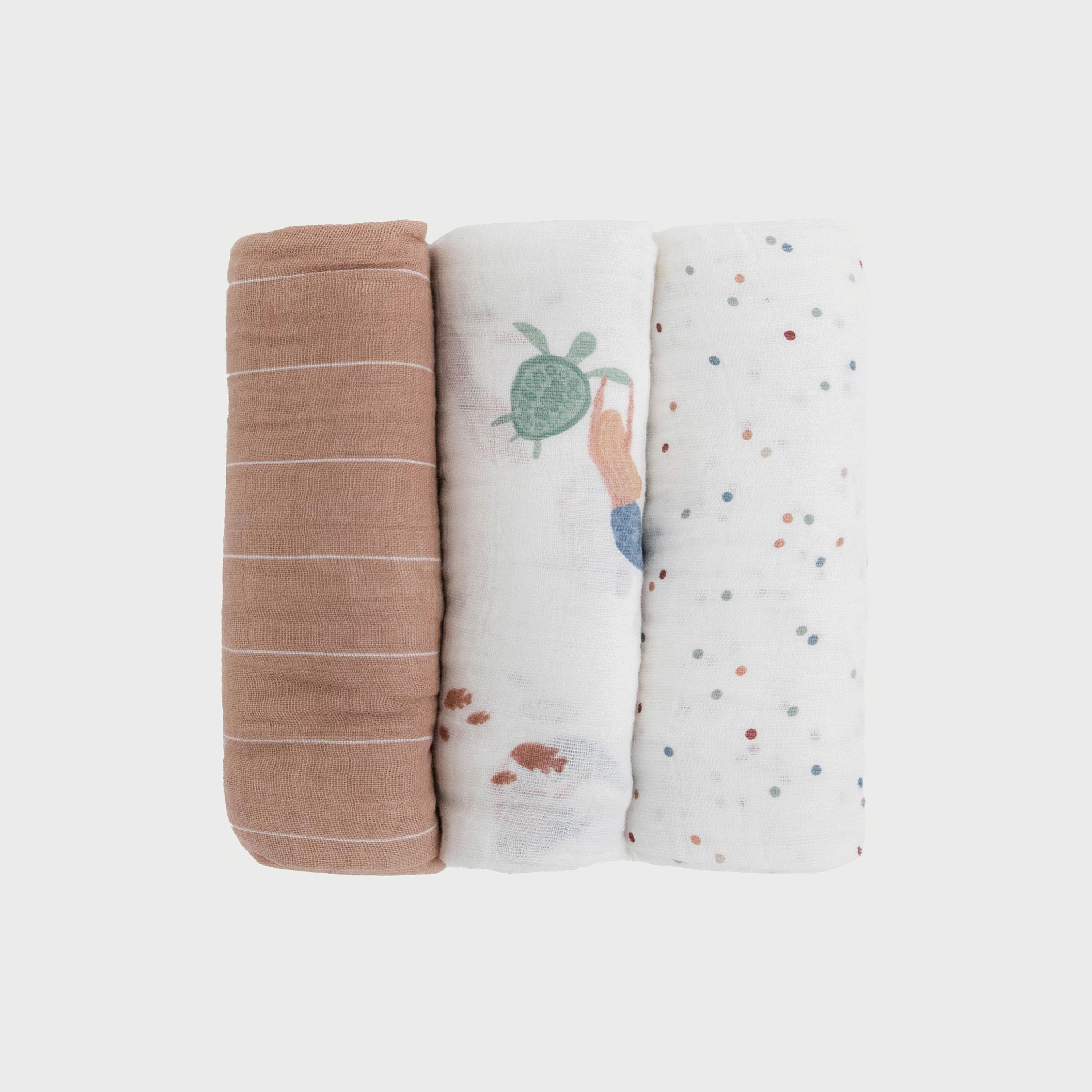 لفة شاش القطن 3 قطع من ليتل يوني كورن, حوريات البحر-baby-nursery-blanketsandswaddles-swaddlesandsleepingbags-image-1