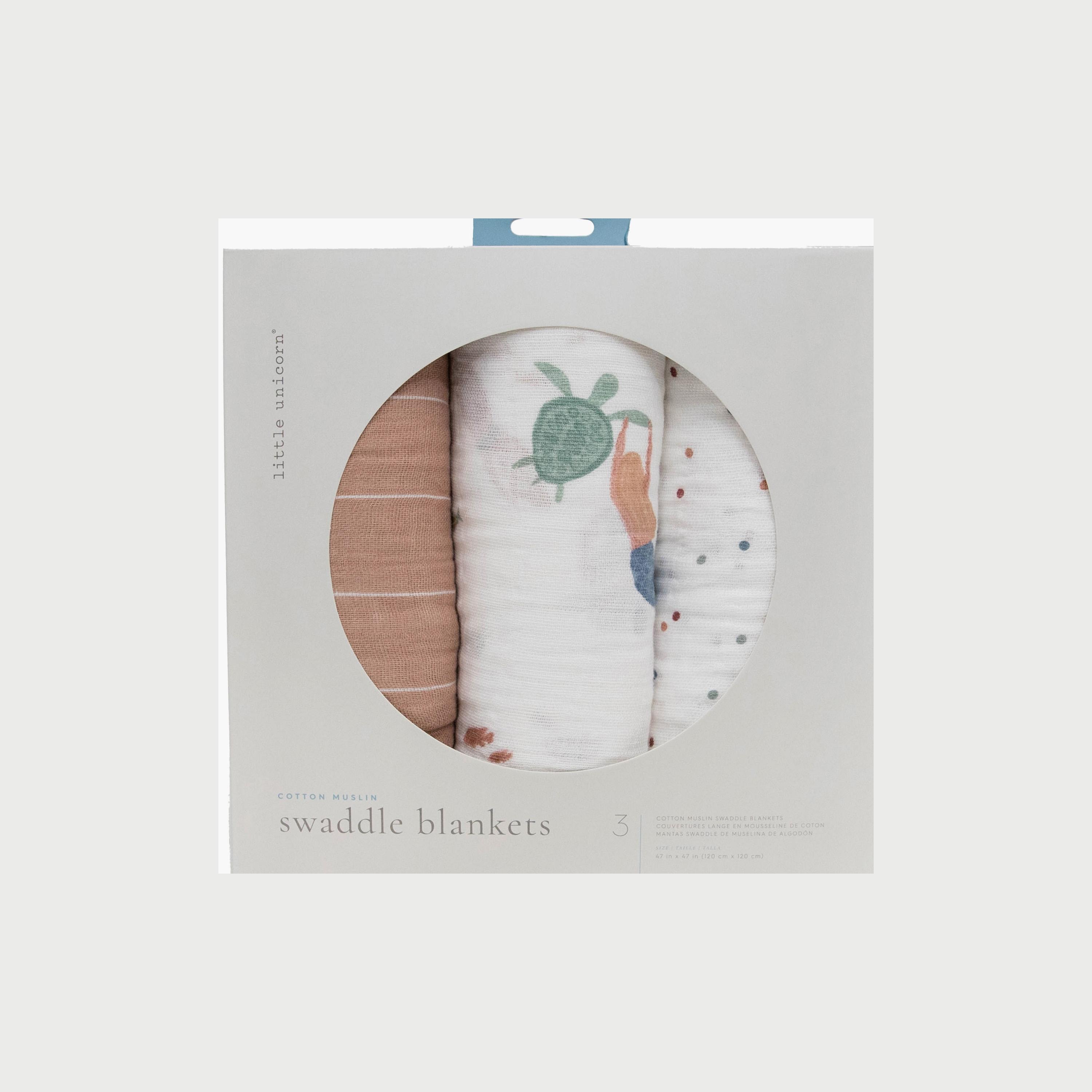 لفة شاش القطن 3 قطع من ليتل يوني كورن, حوريات البحر-baby-nursery-blanketsandswaddles-swaddlesandsleepingbags-image-4