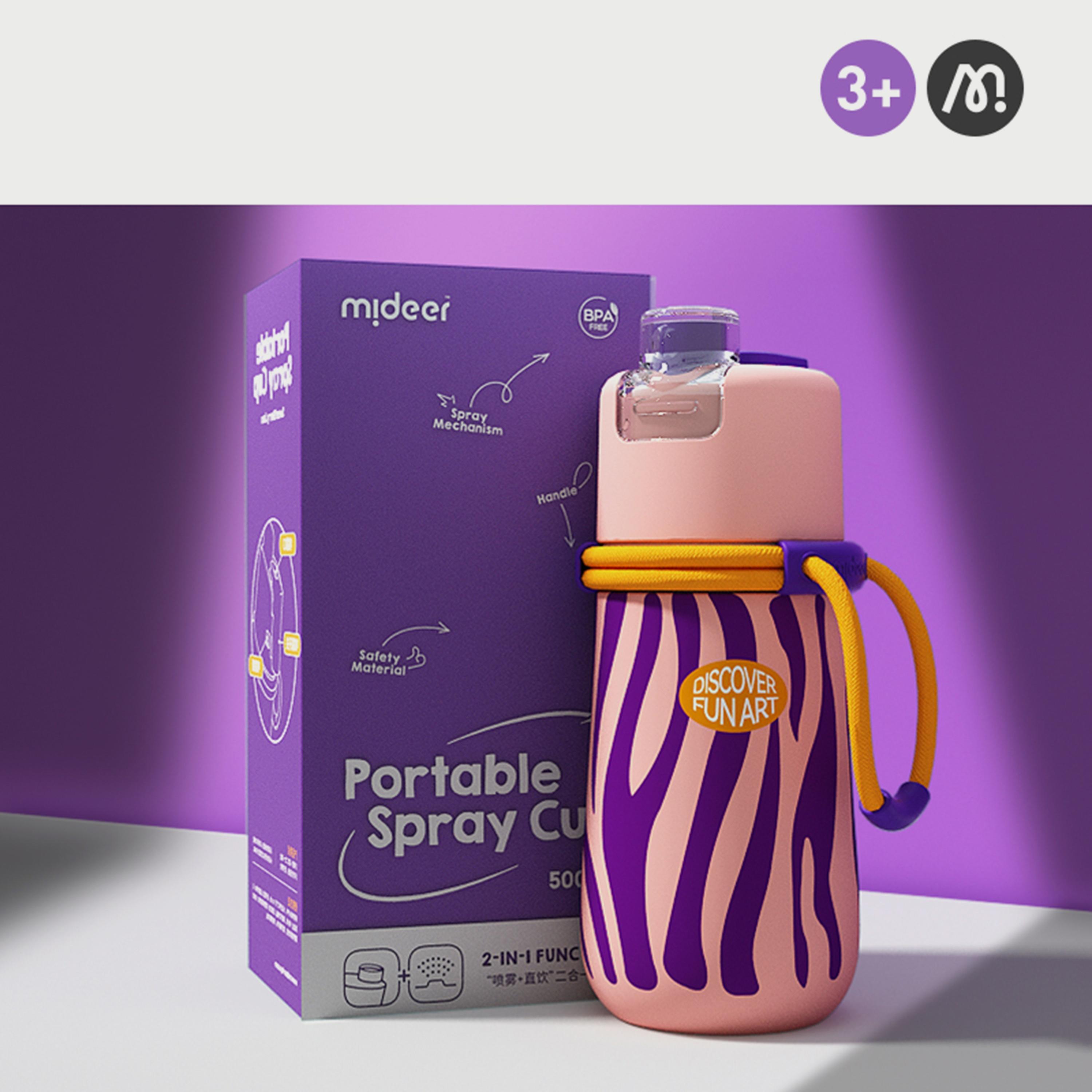 Mideer Portable Spray Straw Bottle - Blush Pink - 500 ml-school-waterbottles-image-5