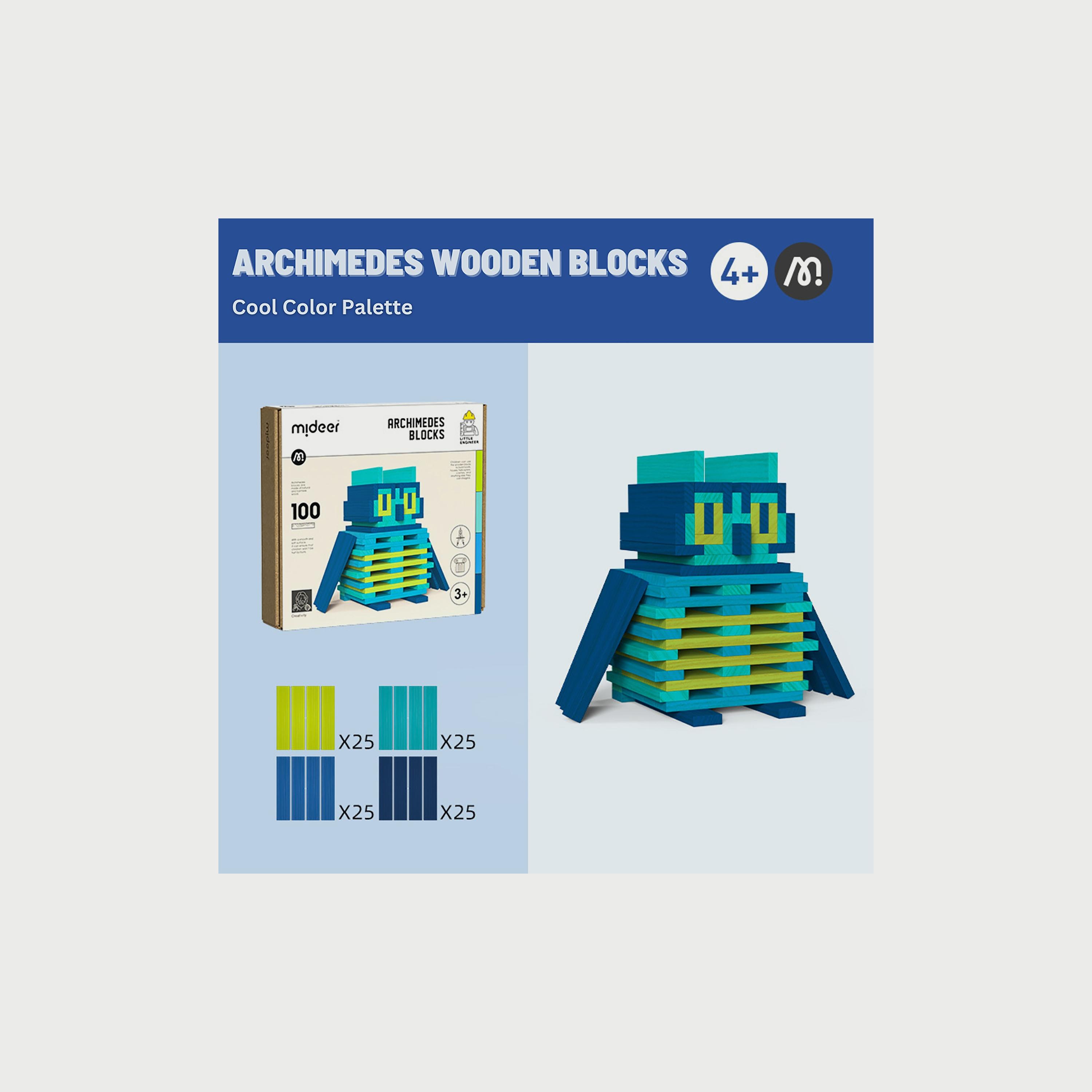 Mideer Archimedes Wooden Blocks, Cool Colour Palette-toys-buildingblocks-blocks-image-2