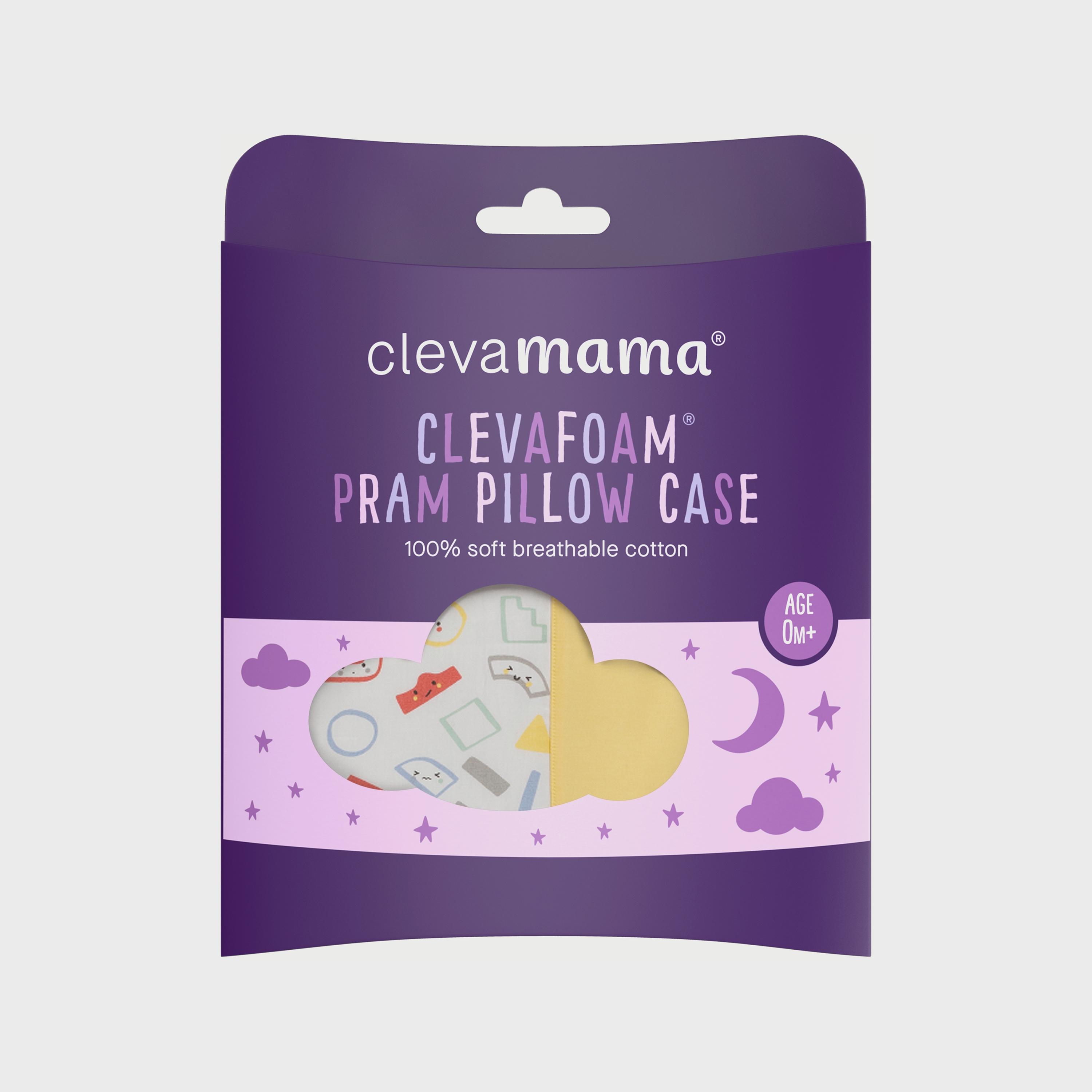 Clevamama Cleva Foam Pram Pillow Case, Grey/Yellow-baby-nursery-babybedding-image-4
