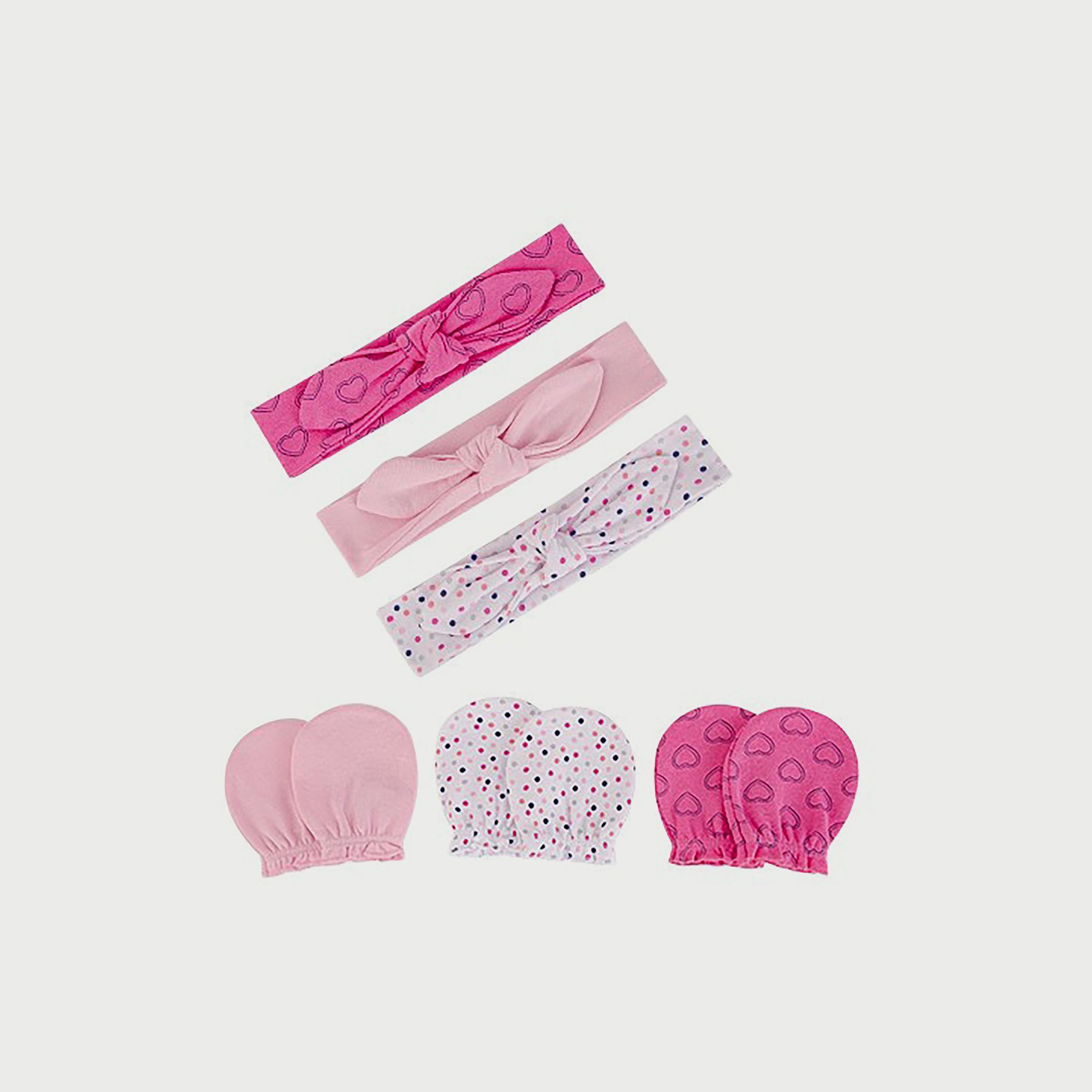 Hudson Baby 3-Piece Headband And 3-Piece Scratch Mitten Set, Navy Hearts-baby-girls-accessories-hairaccessories-image-1