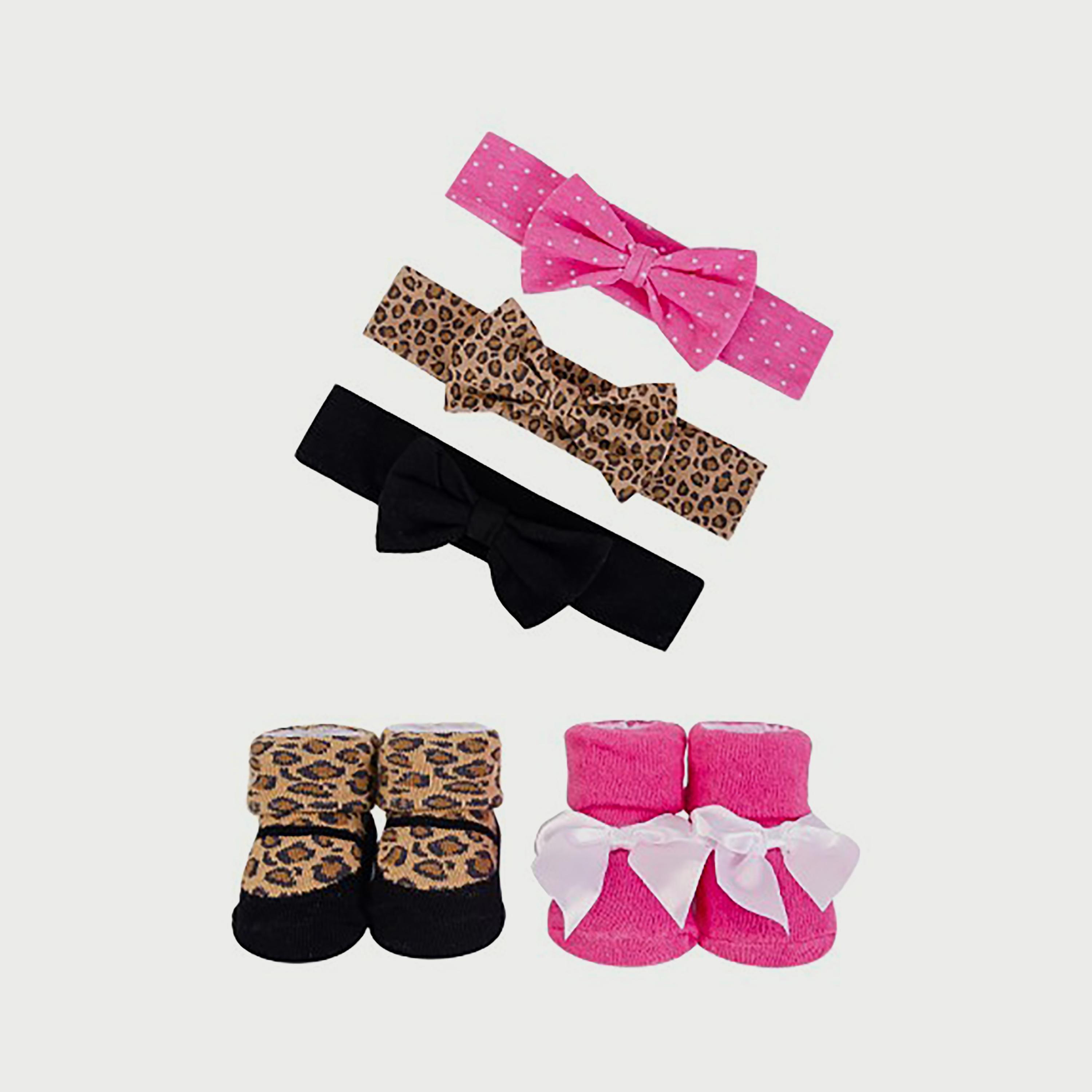 Hudson Baby 3-Piece Headband And 2-Piece Socks Set, Leopard-baby-girls-accessories-hairaccessories-image-1