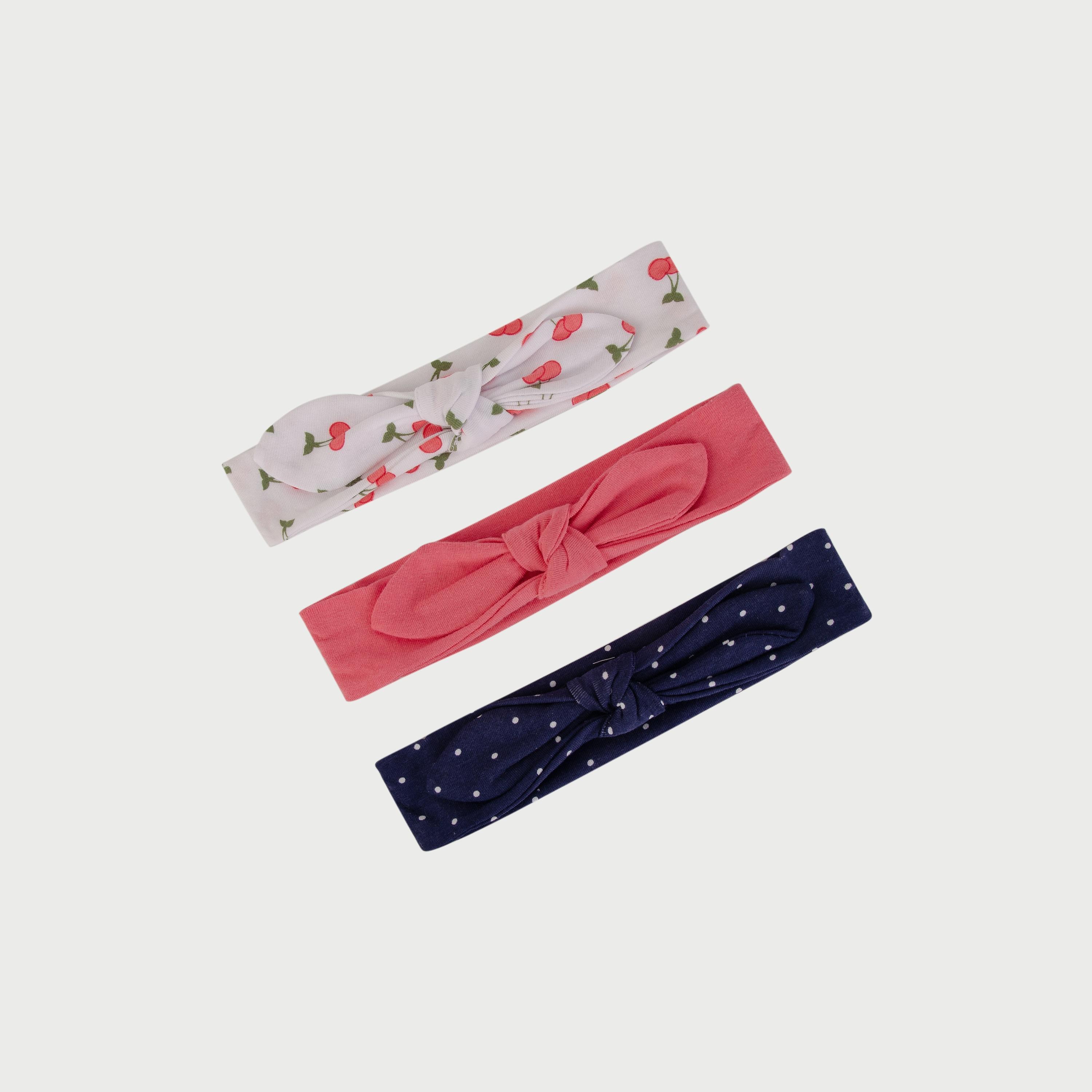 Hudson Baby 3-Piece Headband And 3-Piece Scratch Mitten Set, Cherries-baby-girls-accessories-hairaccessories-image-2