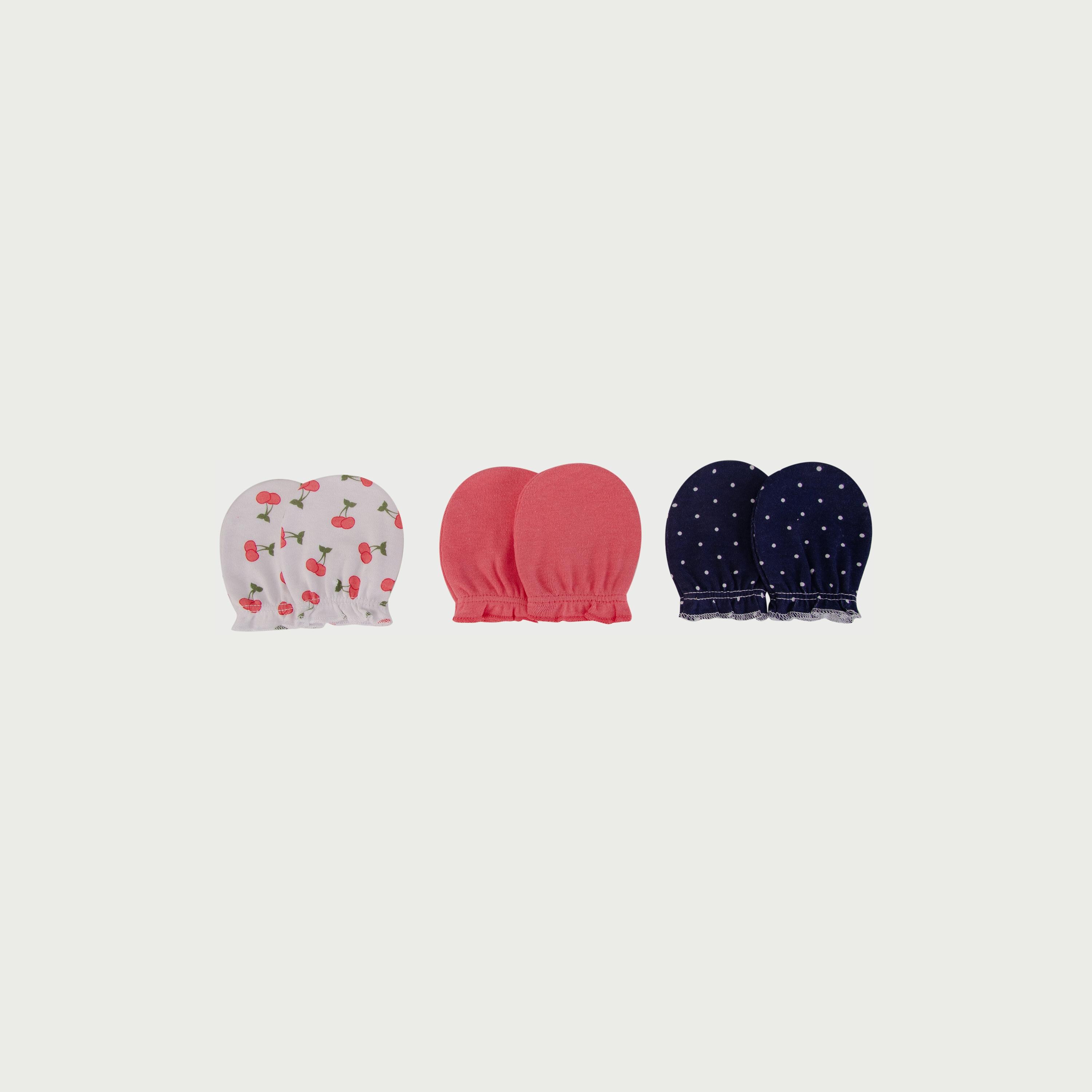 Hudson Baby 3-Piece Headband And 3-Piece Scratch Mitten Set, Cherries-baby-girls-accessories-hairaccessories-image-3