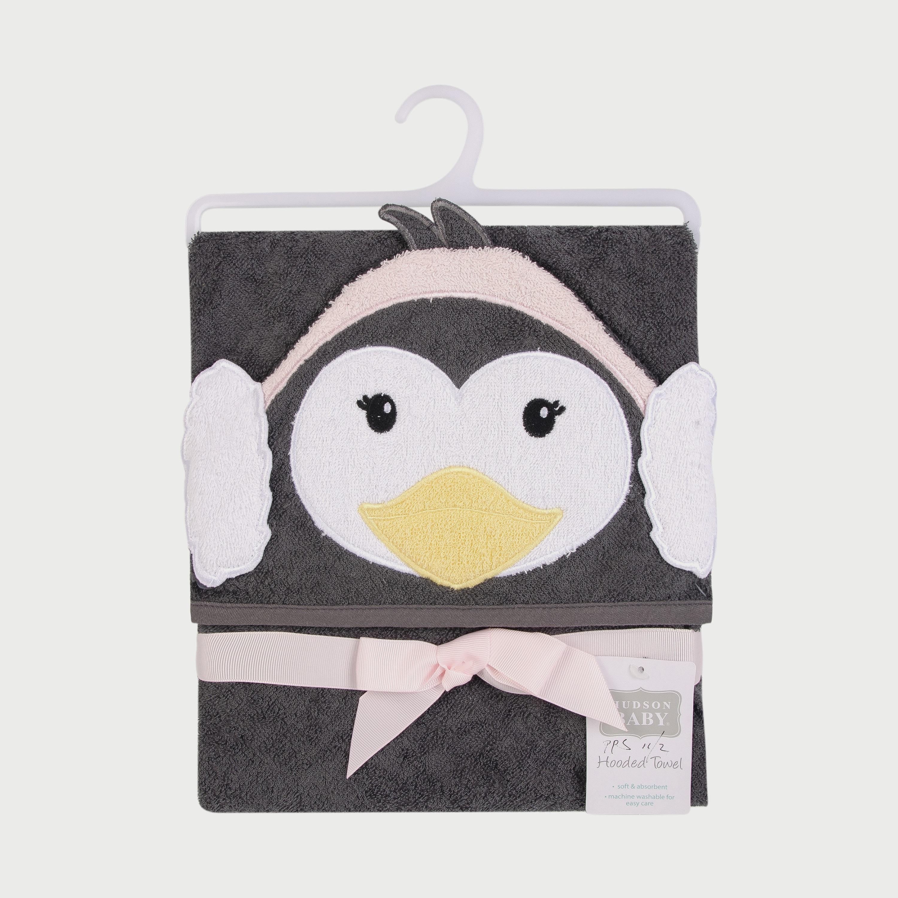 Hudson Baby Animal Hooded Towel Woven Terry, Penguin-baby-bathandcare-towels-image-1