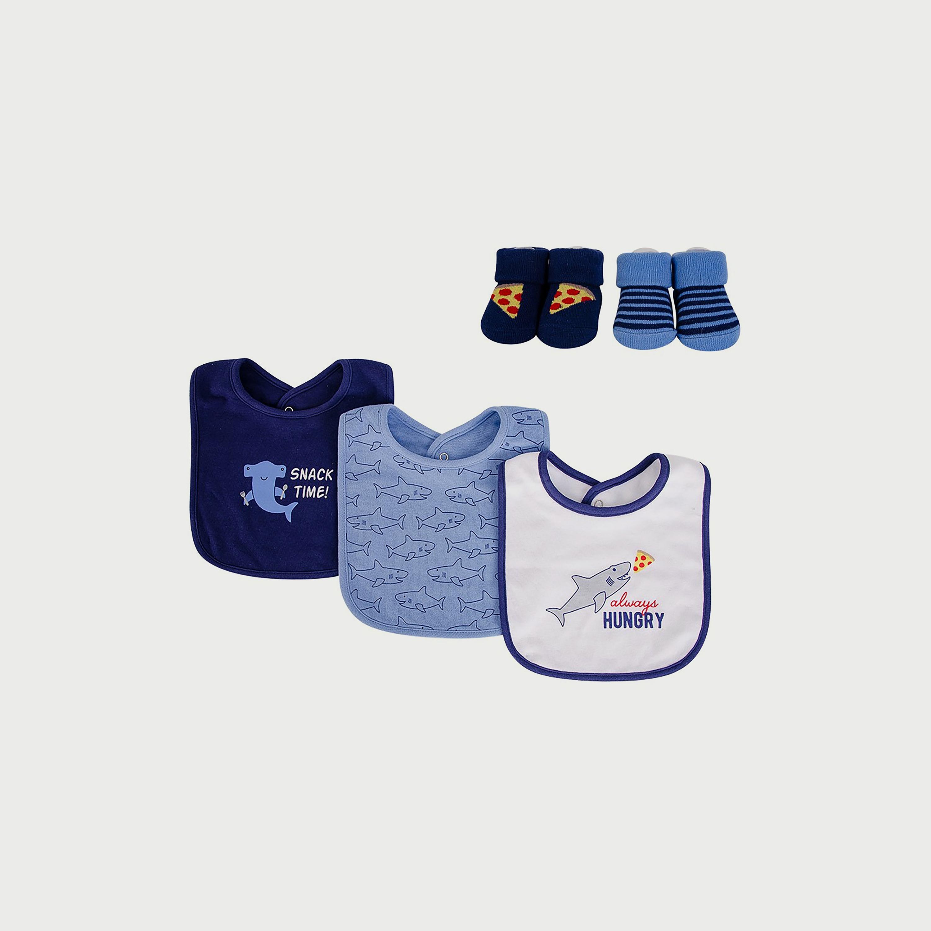 Hudson Baby Bib & Socks Set 5-Piece Hungry Shark-baby-boys-accessories-socks-image-1