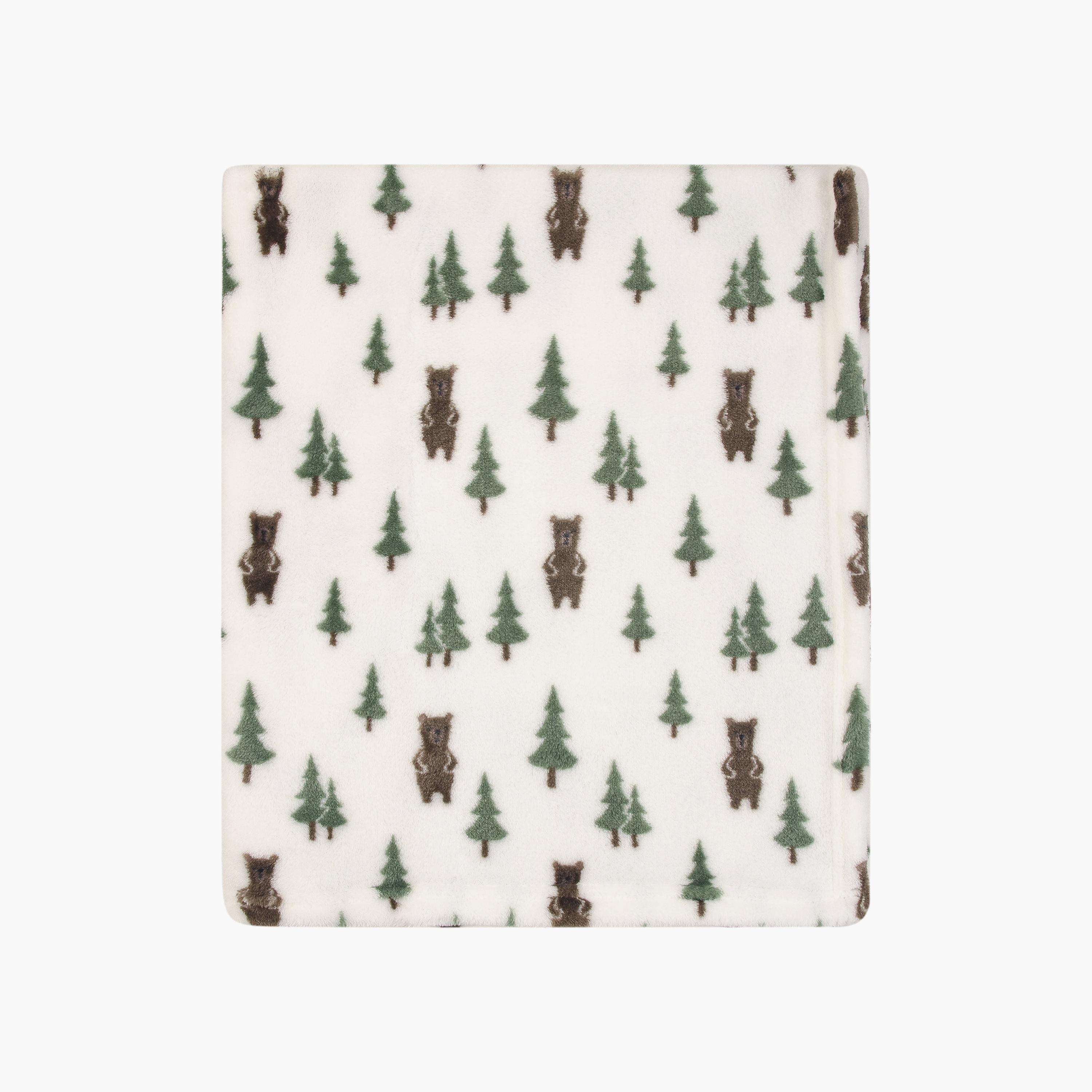 Hudson Baby 2-Piece Pritned Blanket with Plush Toy - Forest Bear-baby-nursery-blanketsandswaddles-blanketsandquilts-image-2