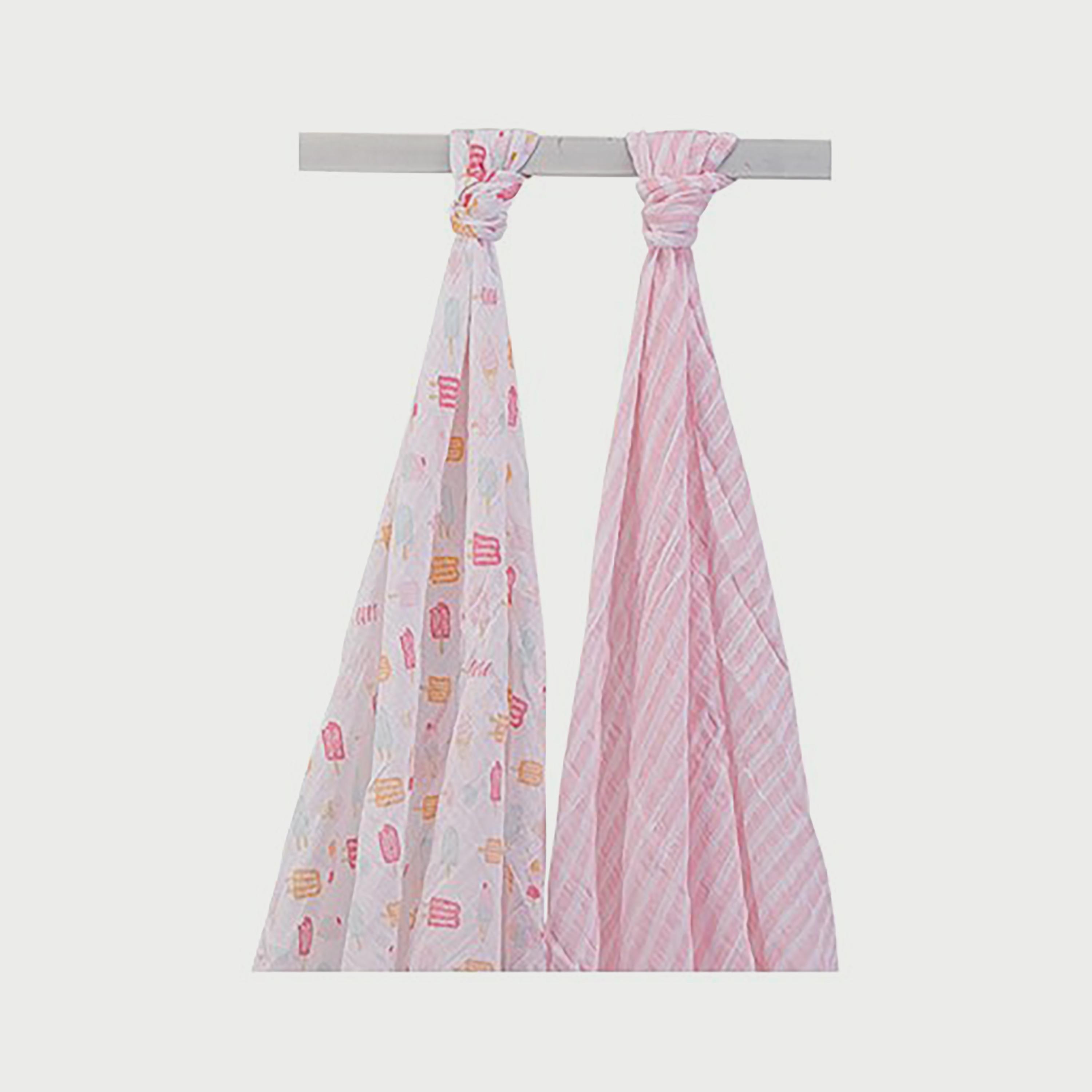Little Treasure Muslin Swaddle Blanket 2-Piece Ice cream-baby-nursery-blanketsandswaddles-swaddlesandsleepingbags-image-1