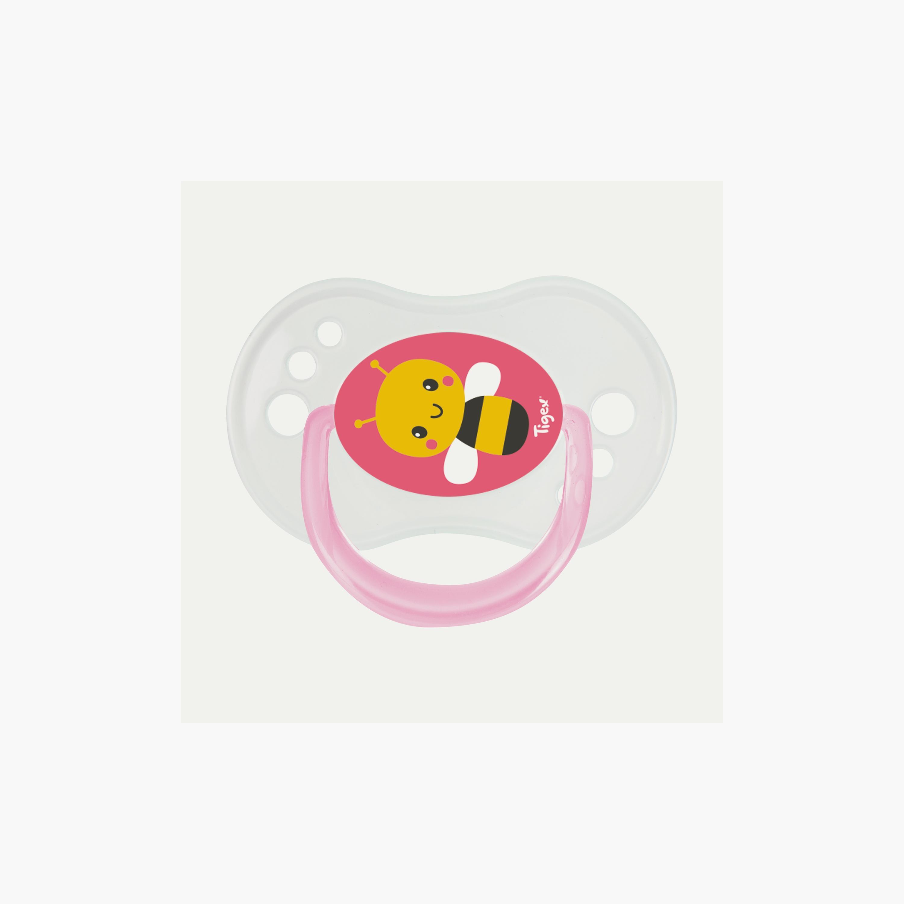 Tigex 3 Silicone Pacifiers Reversible Day & Night Girl-baby-feeding-pacifiers-image-3