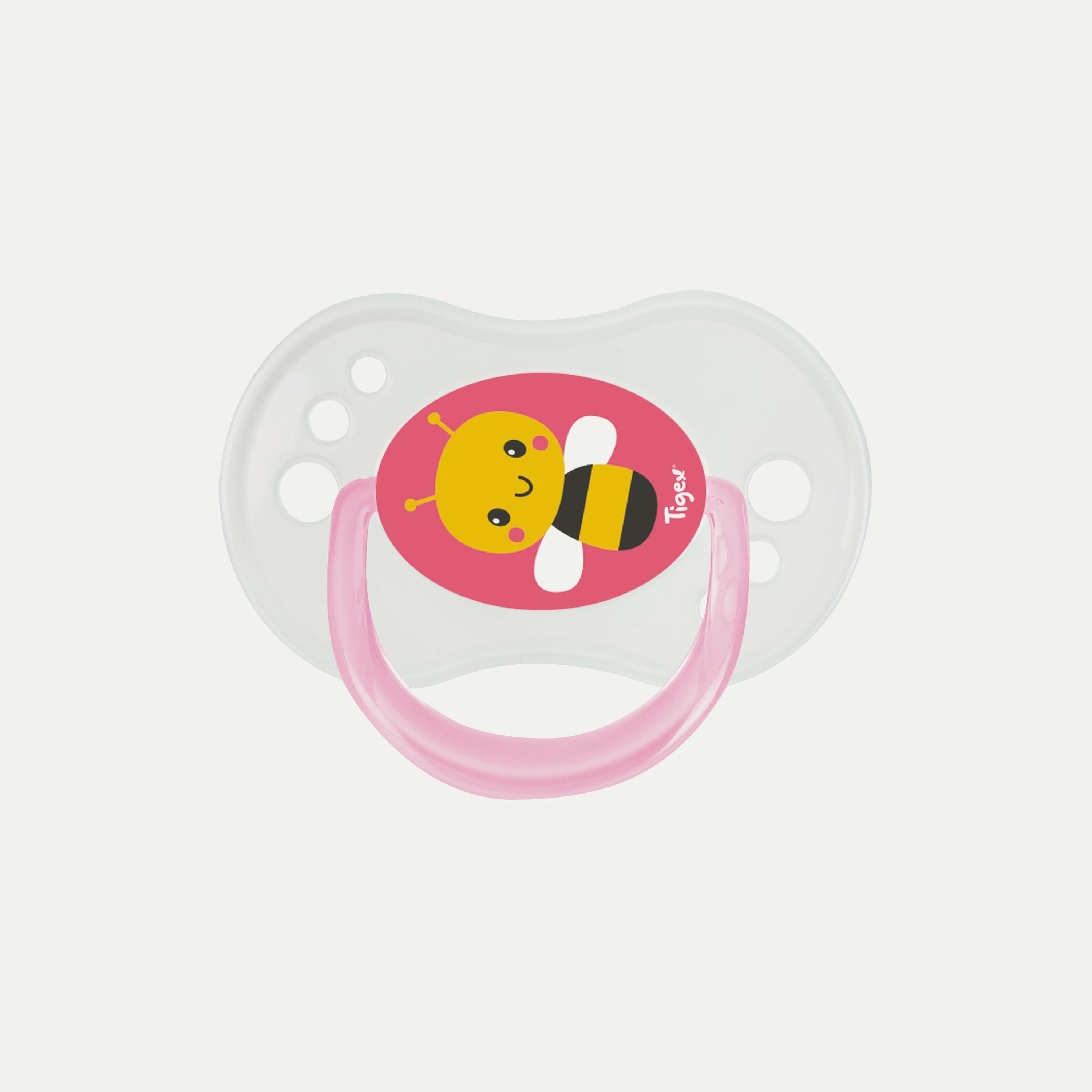 Tigex 3 Silicone Pacifiers Reversible Day & Night Girl-baby-feeding-pacifiers-image-2