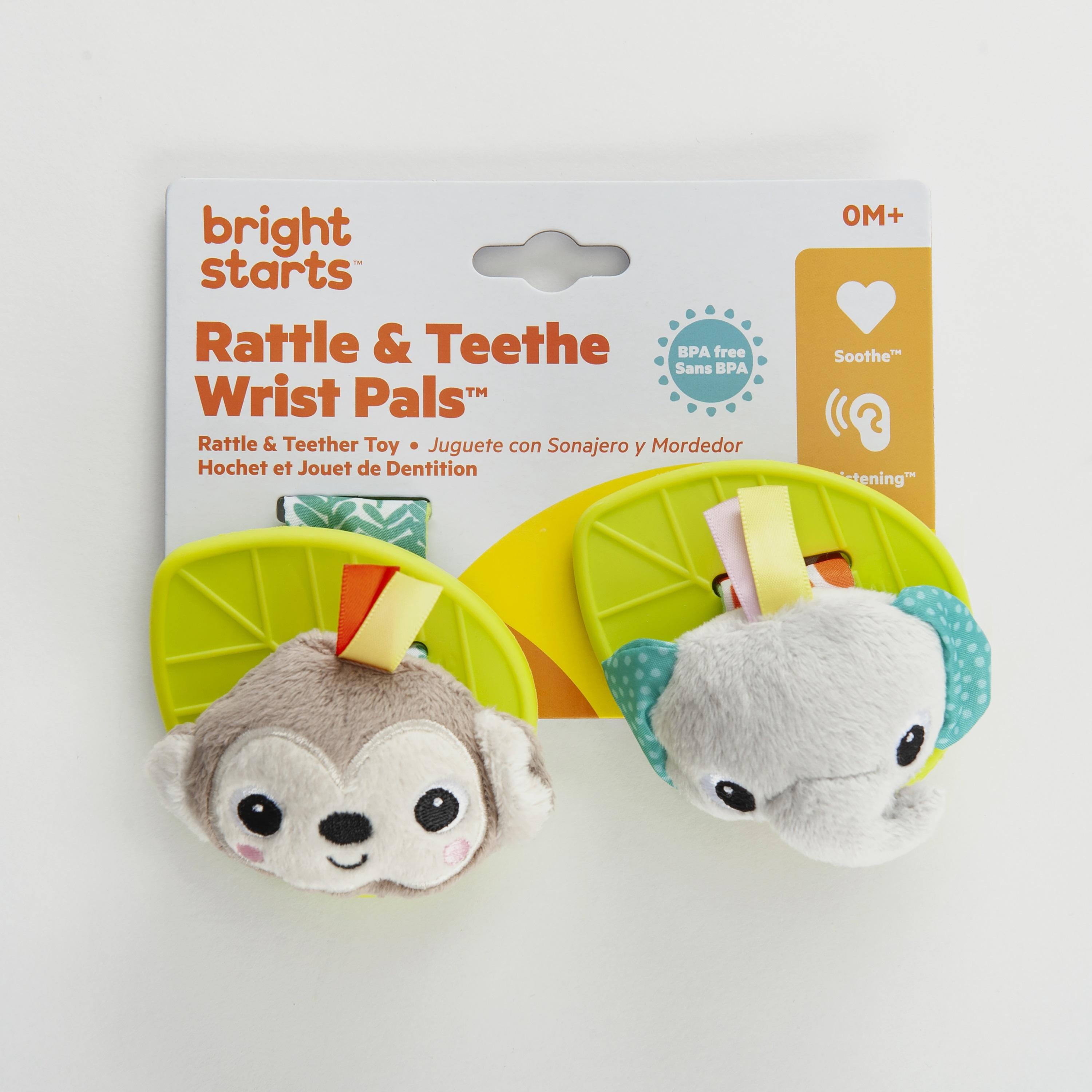 Bright Starts Rattle & Teethe Wrist Pals - Monkey & Elephant-toys-babyandtoddlertoys-rattlesandteethers-image-2