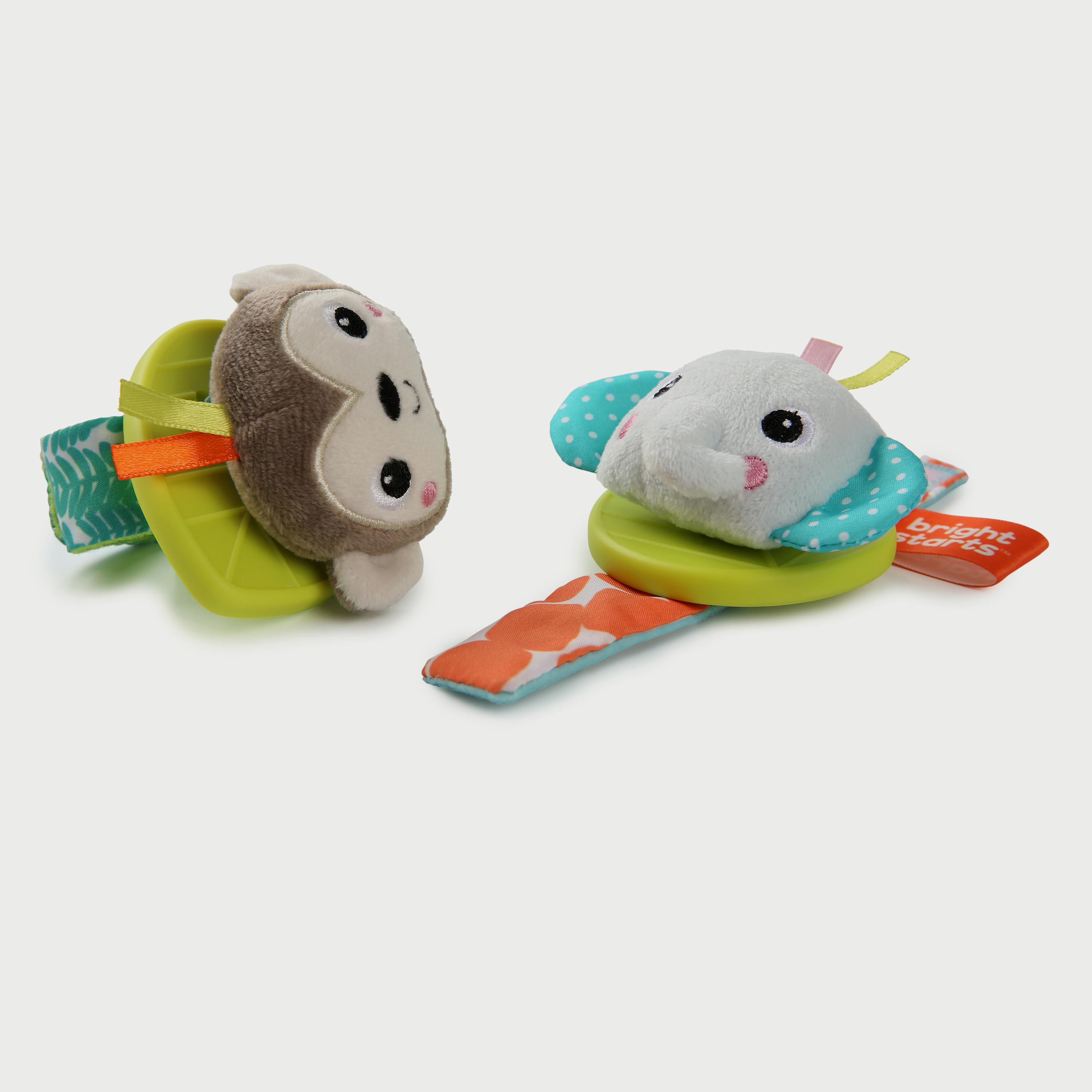 Bright Starts Rattle & Teethe Wrist Pals - Monkey & Elephant-toys-babyandtoddlertoys-rattlesandteethers-image-3