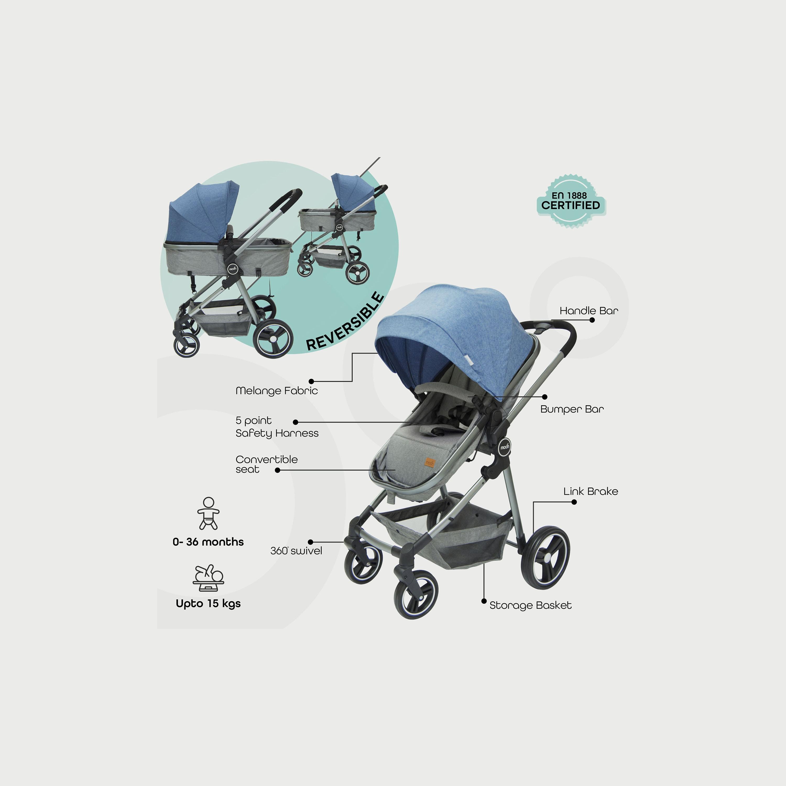 عربة الأطفال برو 2 في 1 من مون، أزرق-baby-gear-strollersandprams-strollers-image-2
