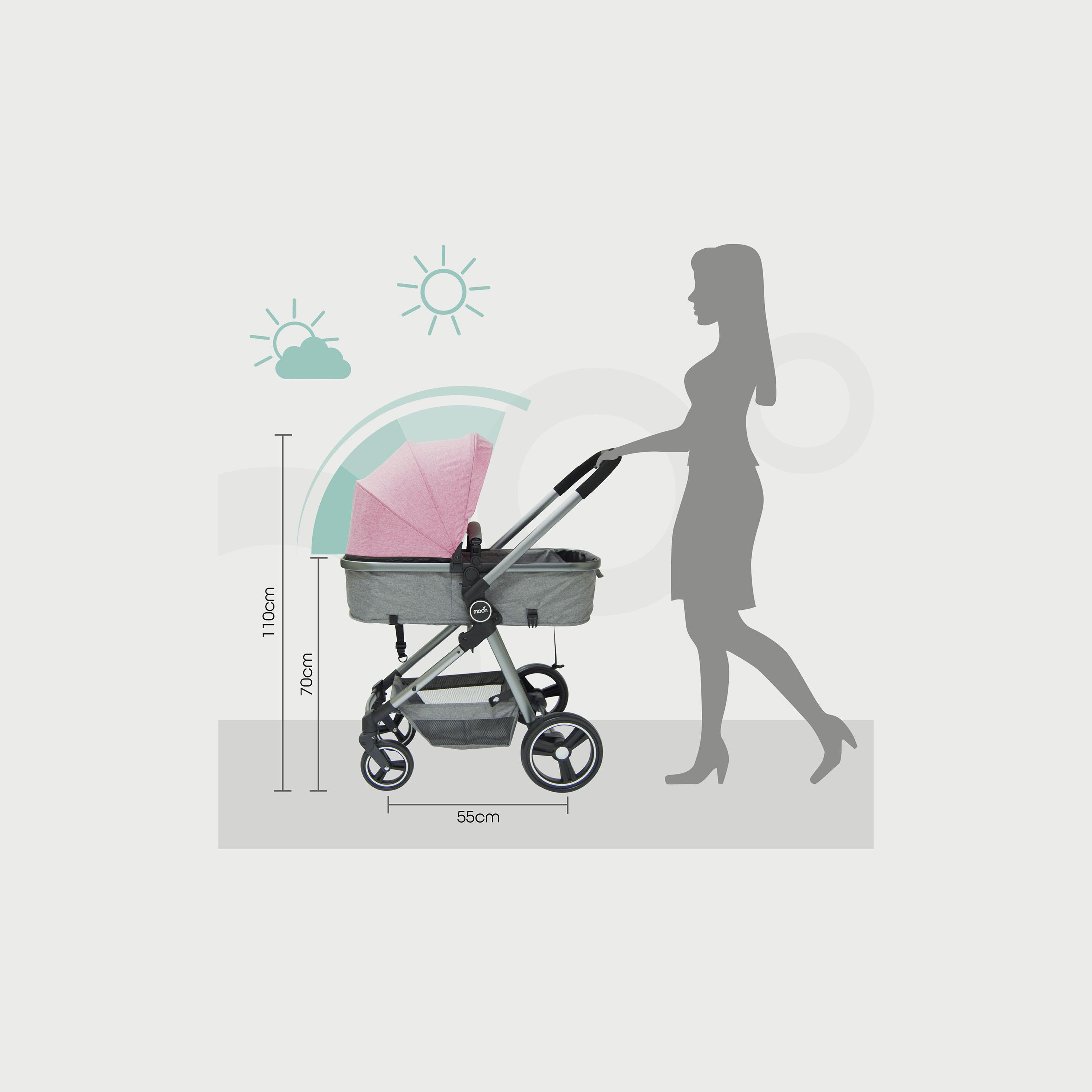 Moon Pro 2 In 1 Stroller, Pink-baby-gear-strollersandprams-strollers-image-4