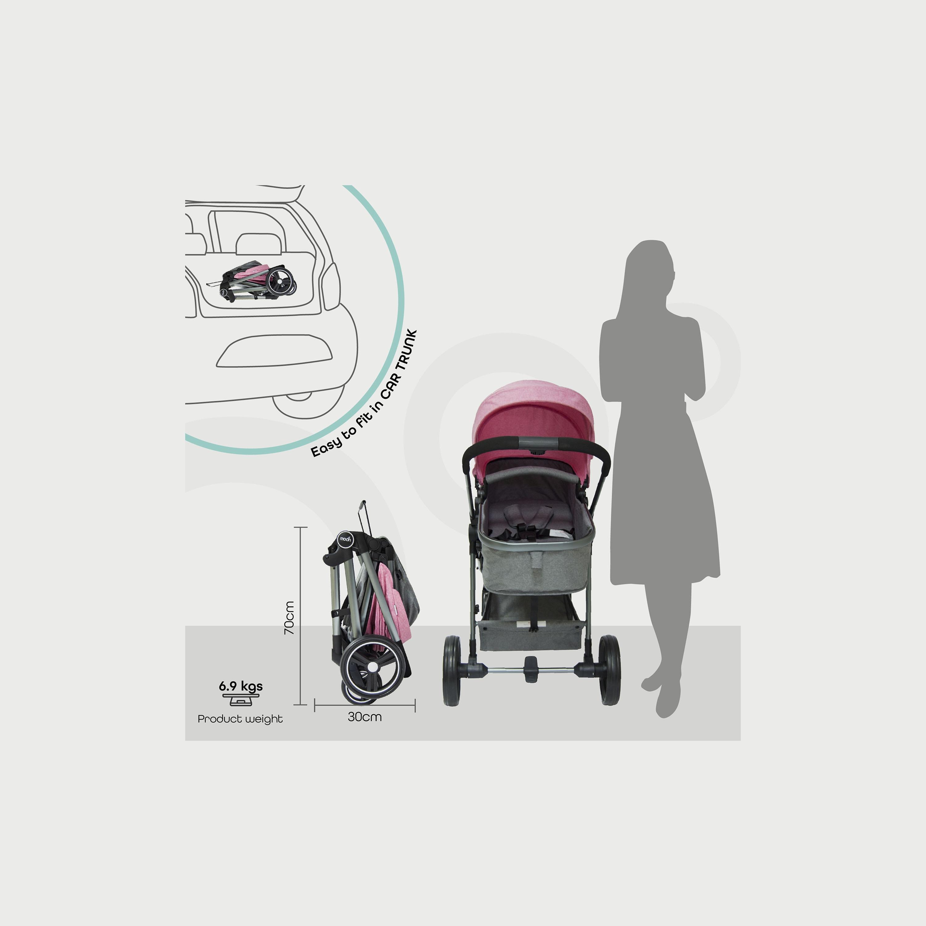 Moon Pro 2 In 1 Stroller, Pink-baby-gear-strollersandprams-strollers-image-5