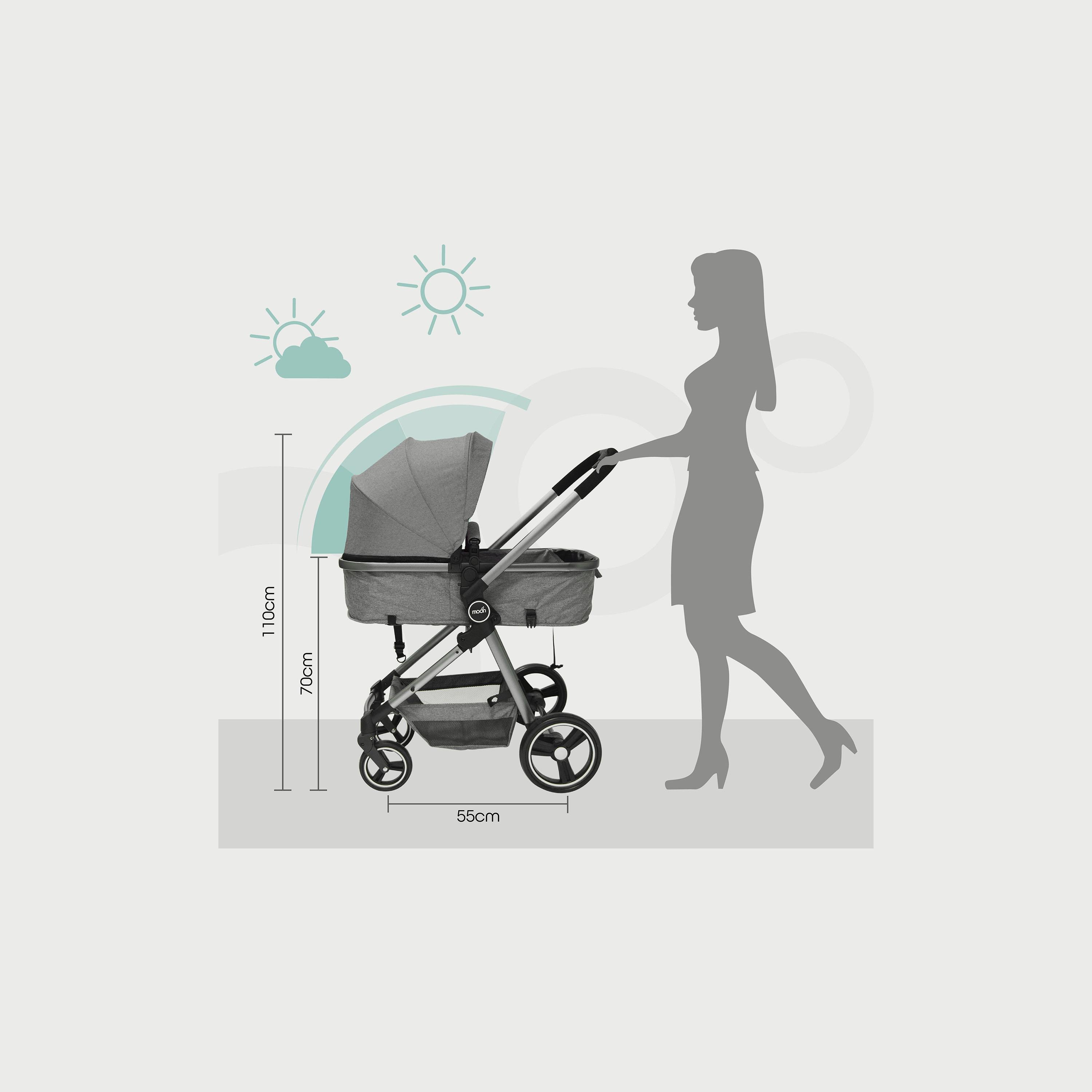 Moon Pro 2 In 1 Stroller, Dark Grey-baby-gear-strollersandprams-strollers-image-4