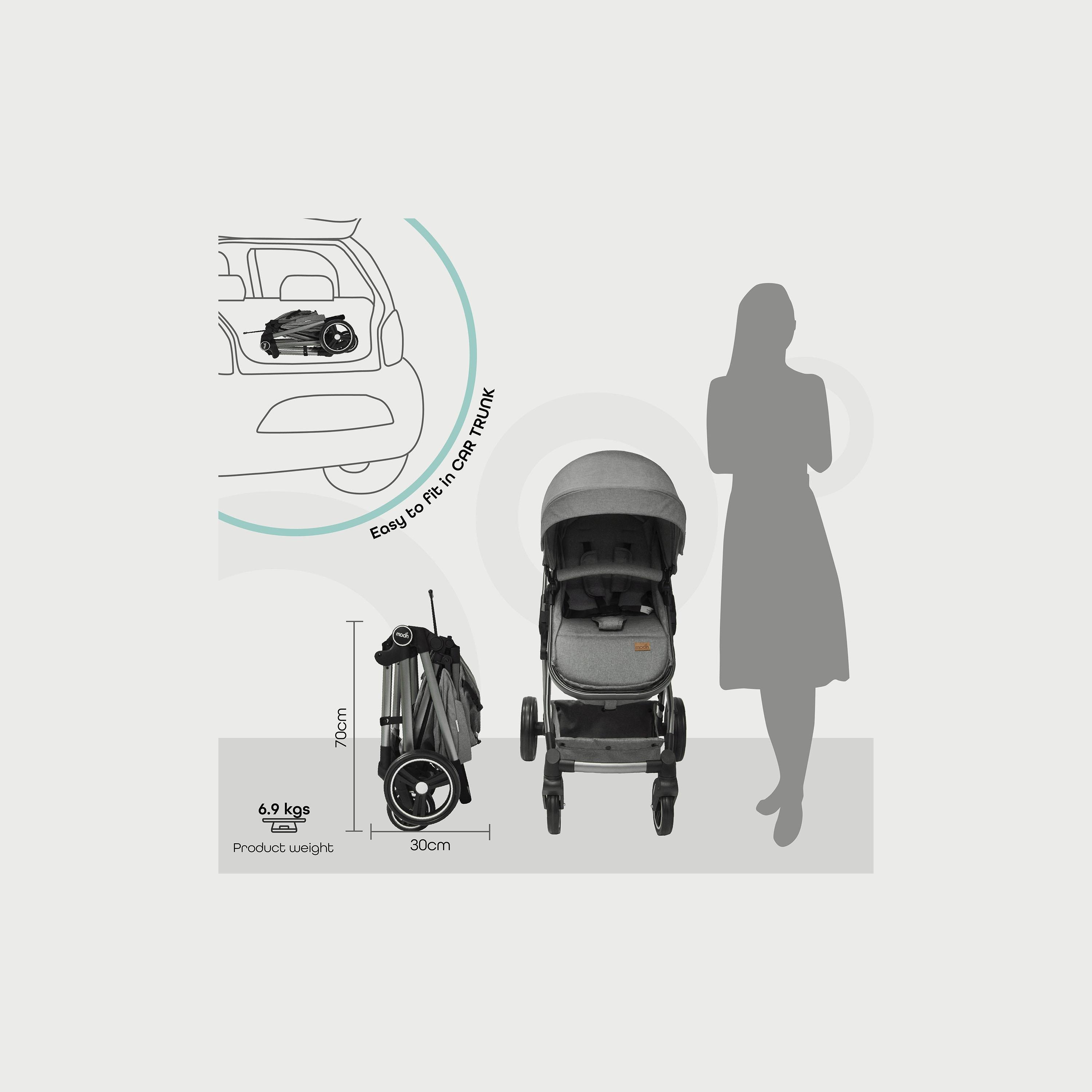 Moon Pro 2 In 1 Stroller, Dark Grey-baby-gear-strollersandprams-strollers-image-5