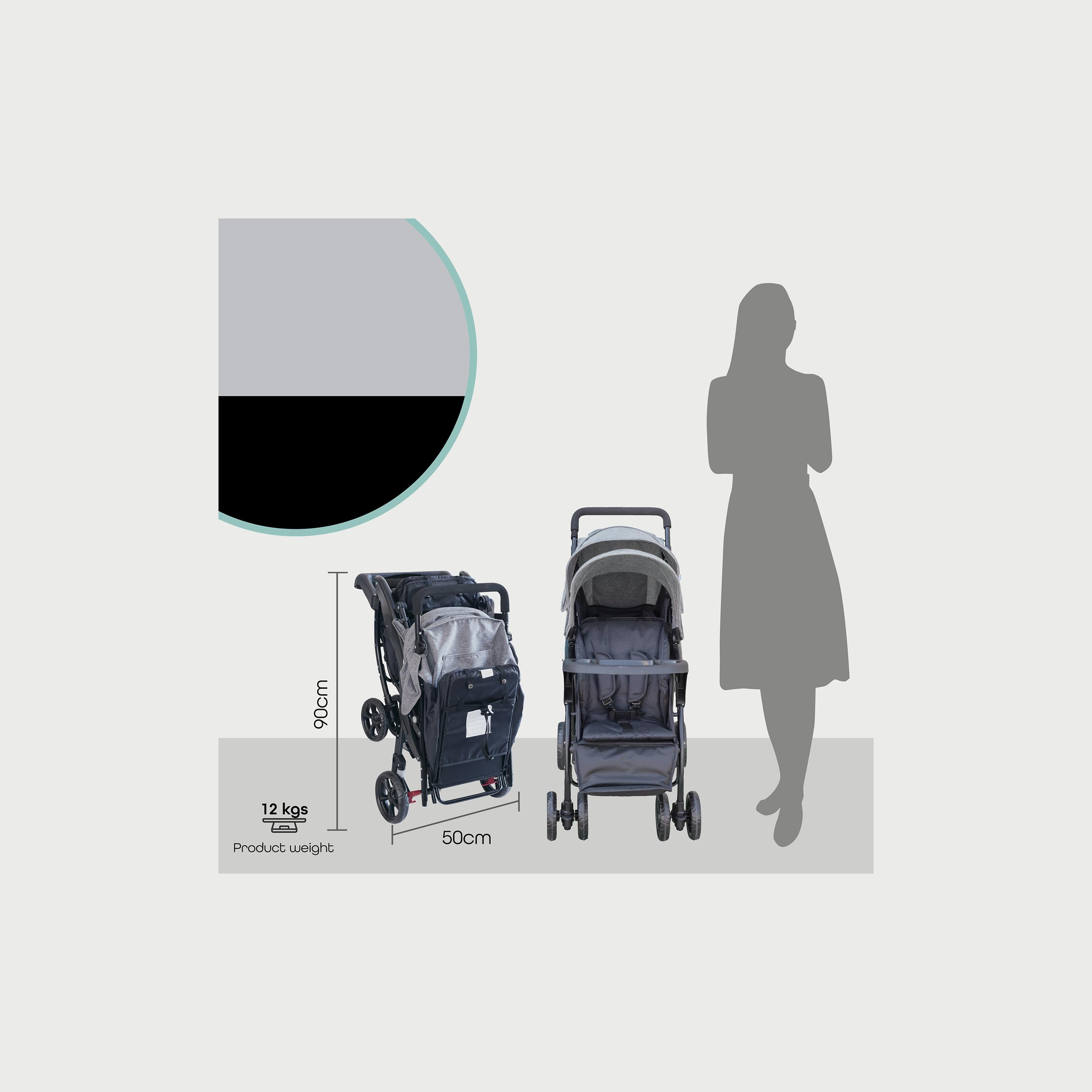 Moon Dois Foldable Twin Stroller with Adjustable Leg Rest - Grey-baby-gear-strollersandprams-strollers-image-5