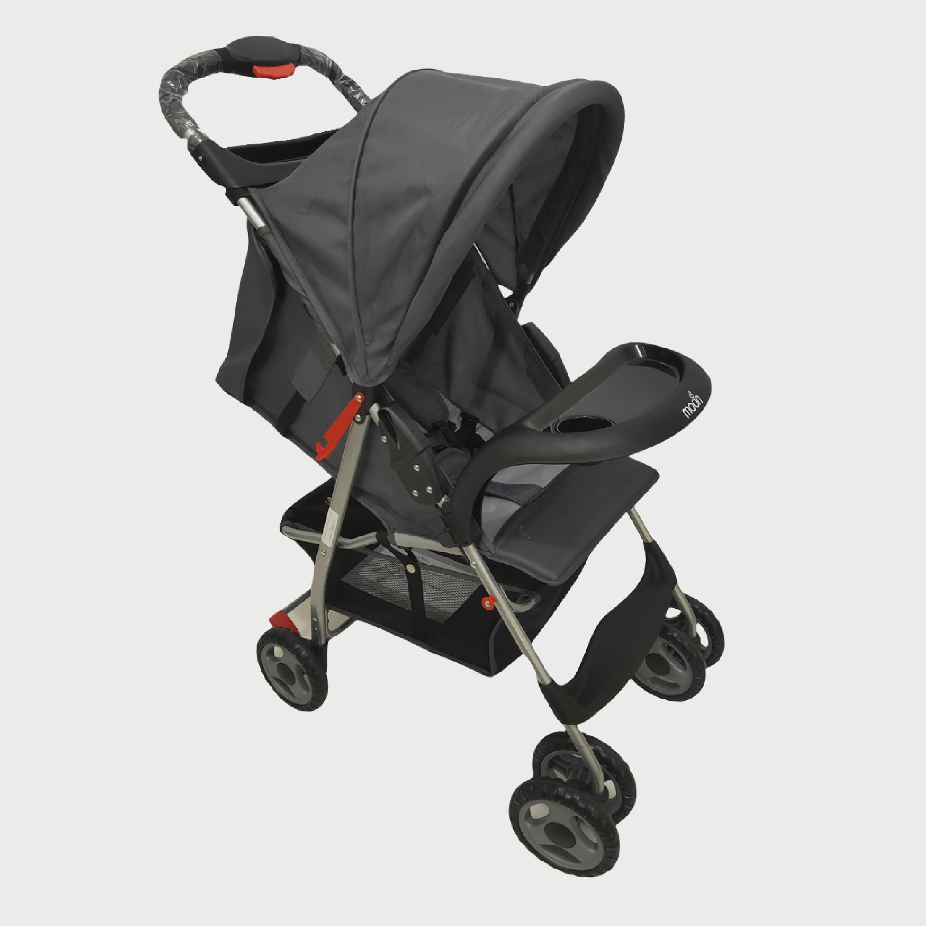 Moon Bezik One Fold Stroller, Biege Grey-baby-gear-strollersandprams-strollers-image-1