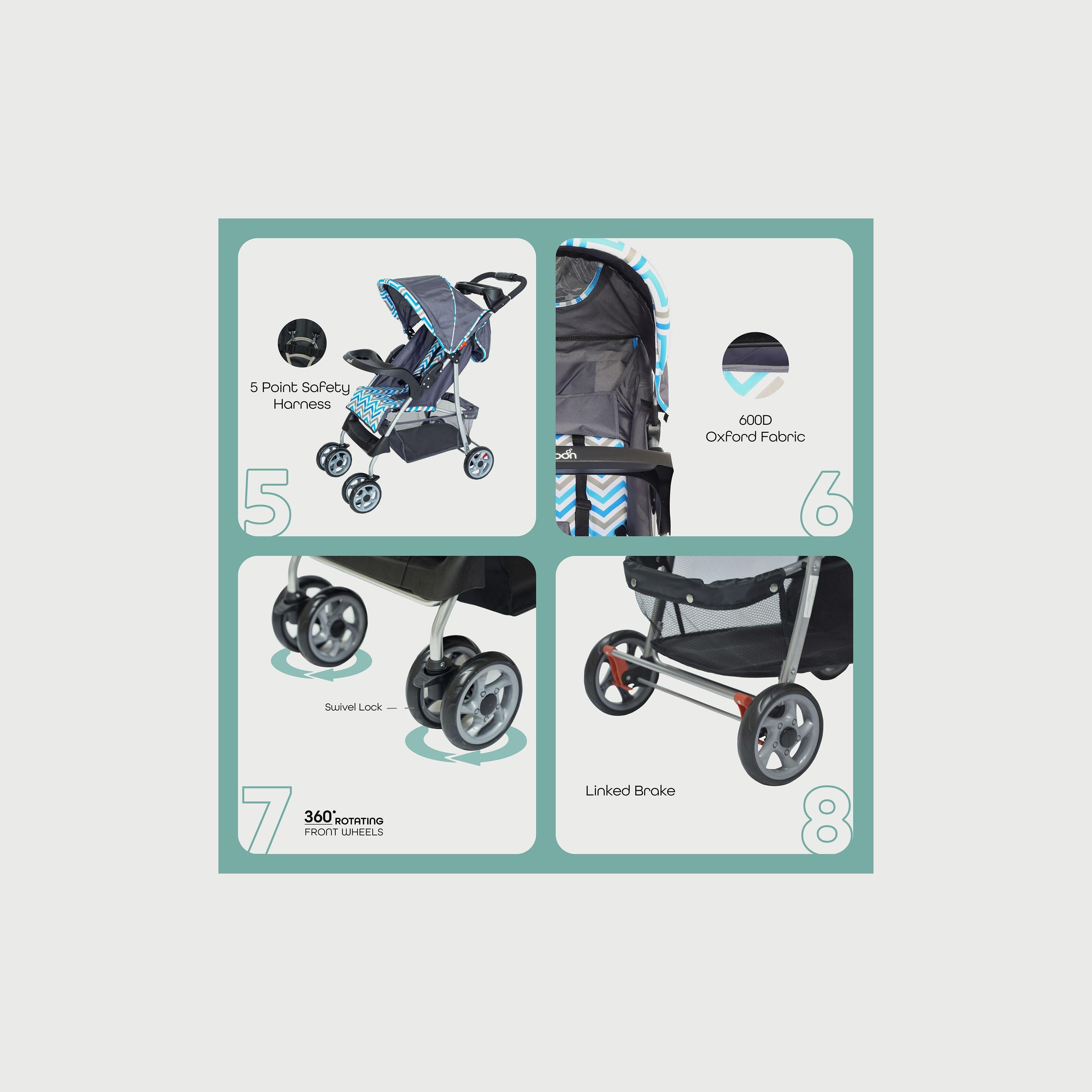 Moon Trek One Fold Stroller, Blue-baby-gear-strollersandprams-strollers-image-3