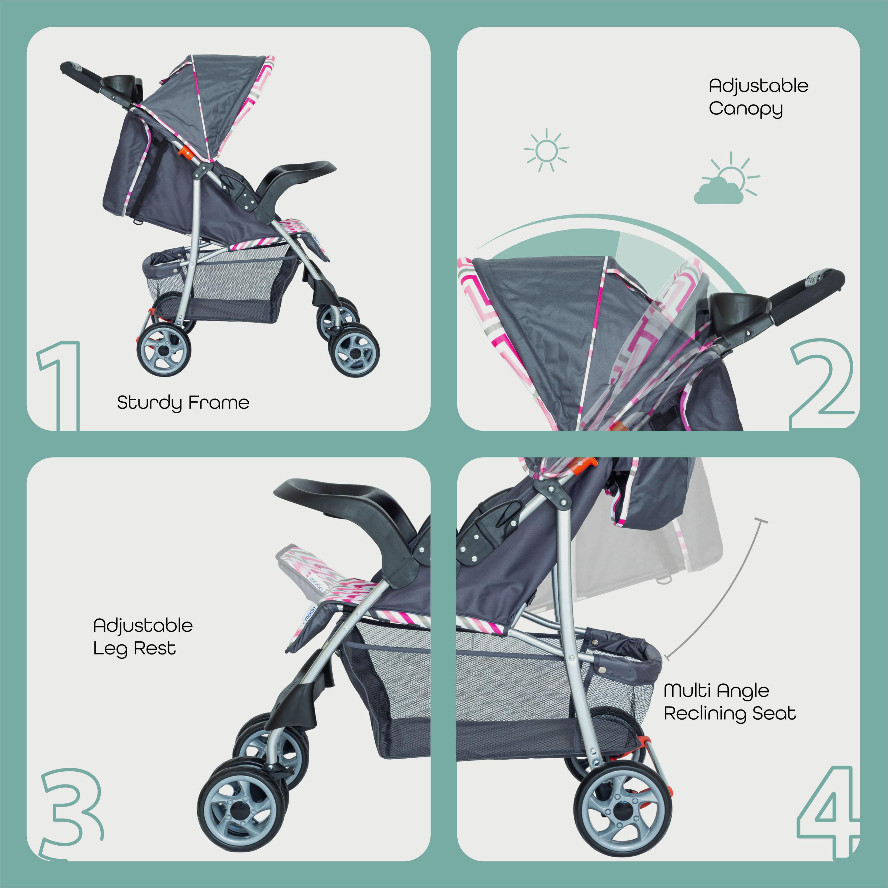Moon Trek One Fold Stroller, Pink-baby-gear-strollersandprams-strollers-image-2