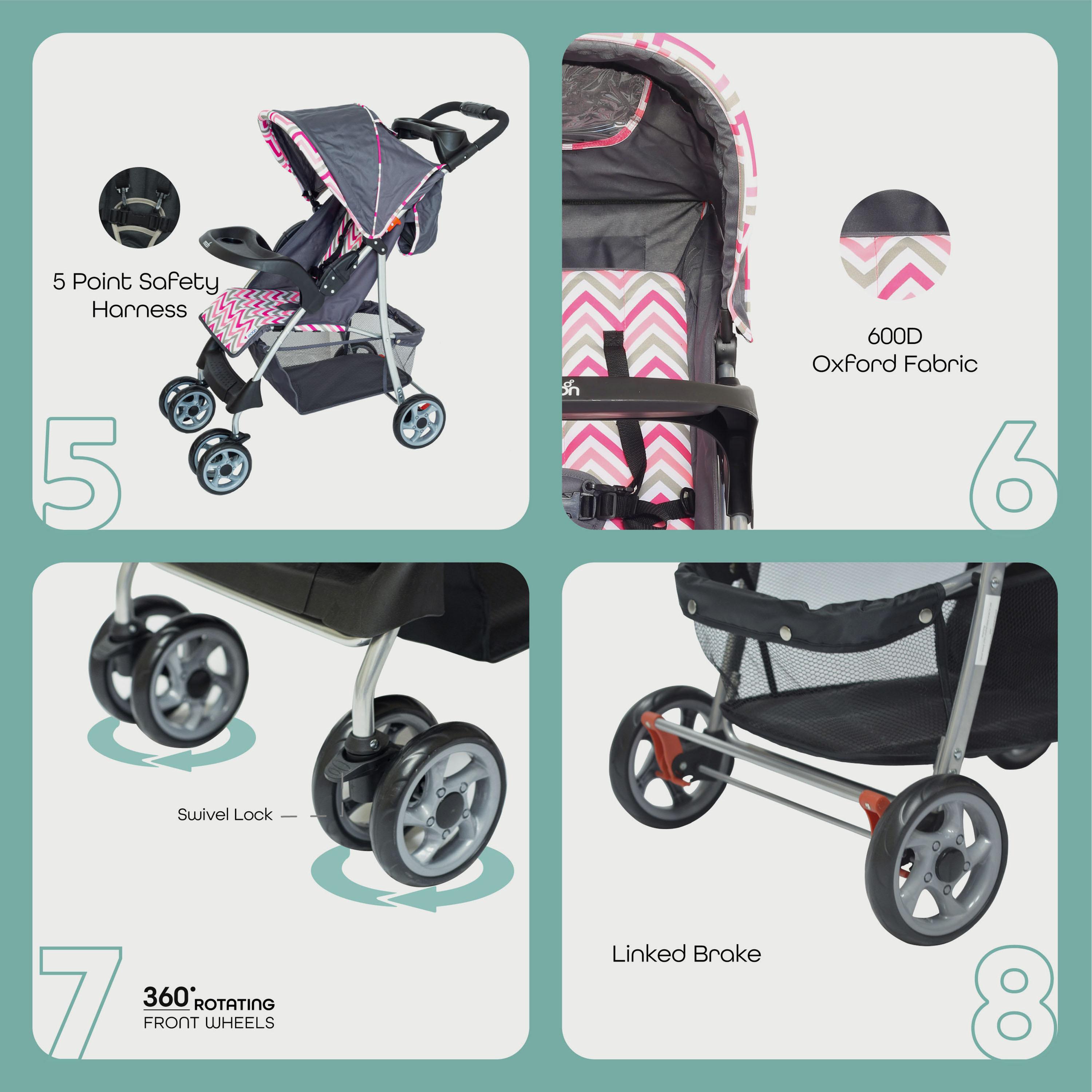 Moon Trek One Fold Stroller, Pink-baby-gear-strollersandprams-strollers-image-3