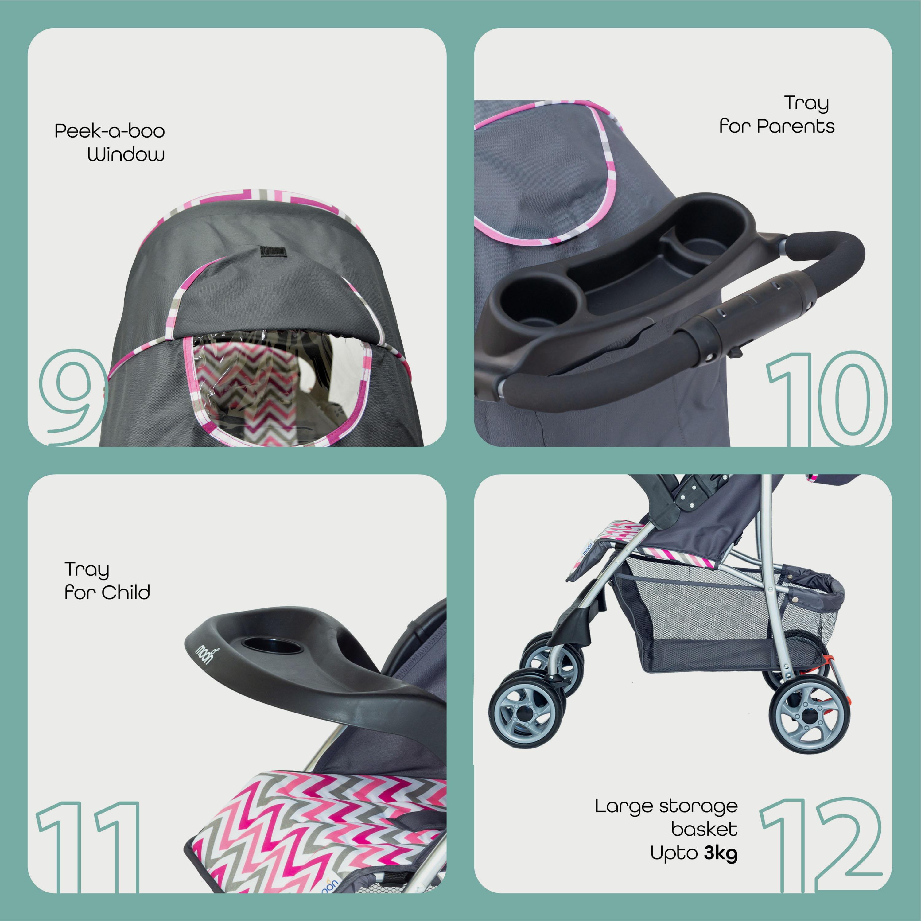 Moon Trek One Fold Stroller, Pink-baby-gear-strollersandprams-strollers-image-4