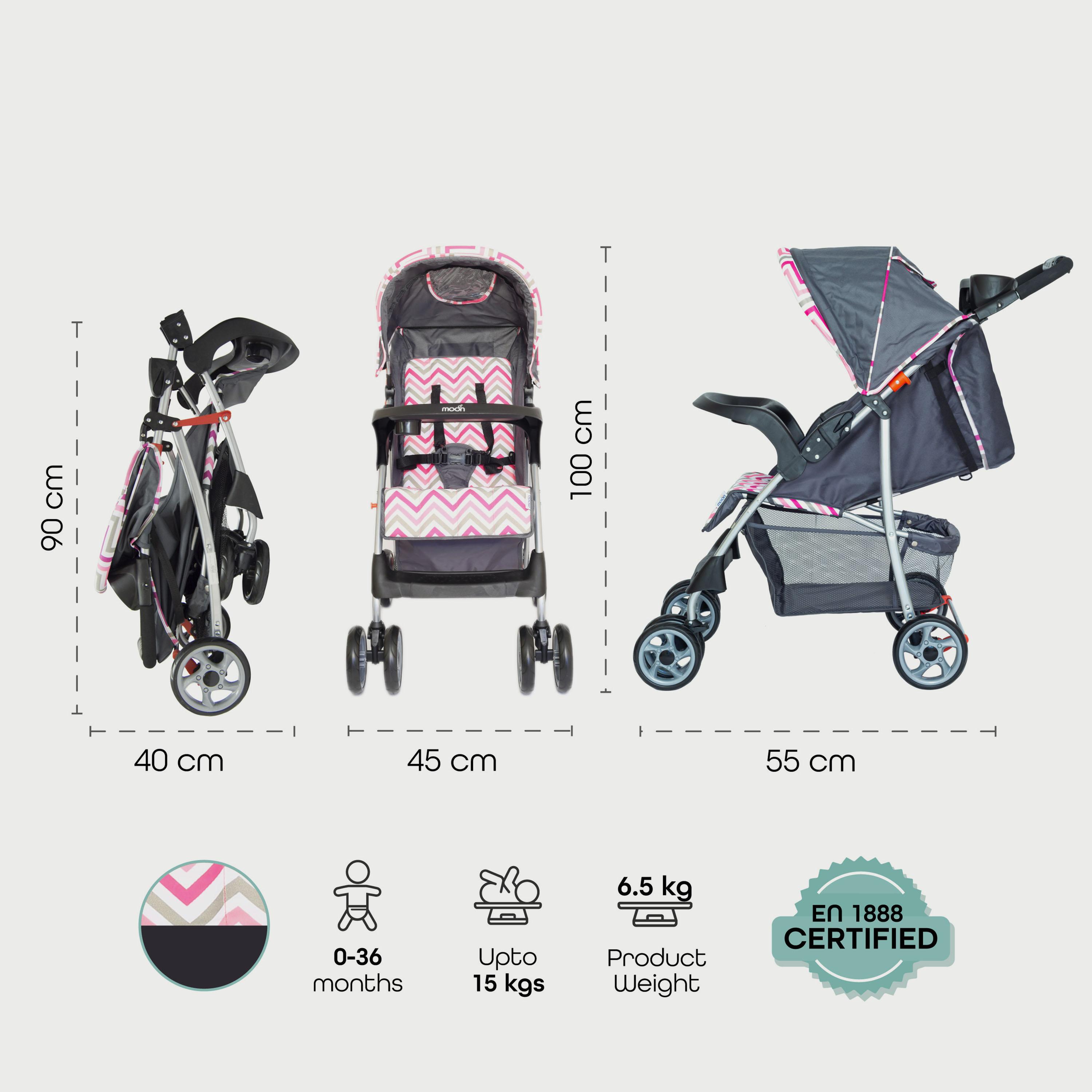 Moon Trek One Fold Stroller, Pink-baby-gear-strollersandprams-strollers-image-7