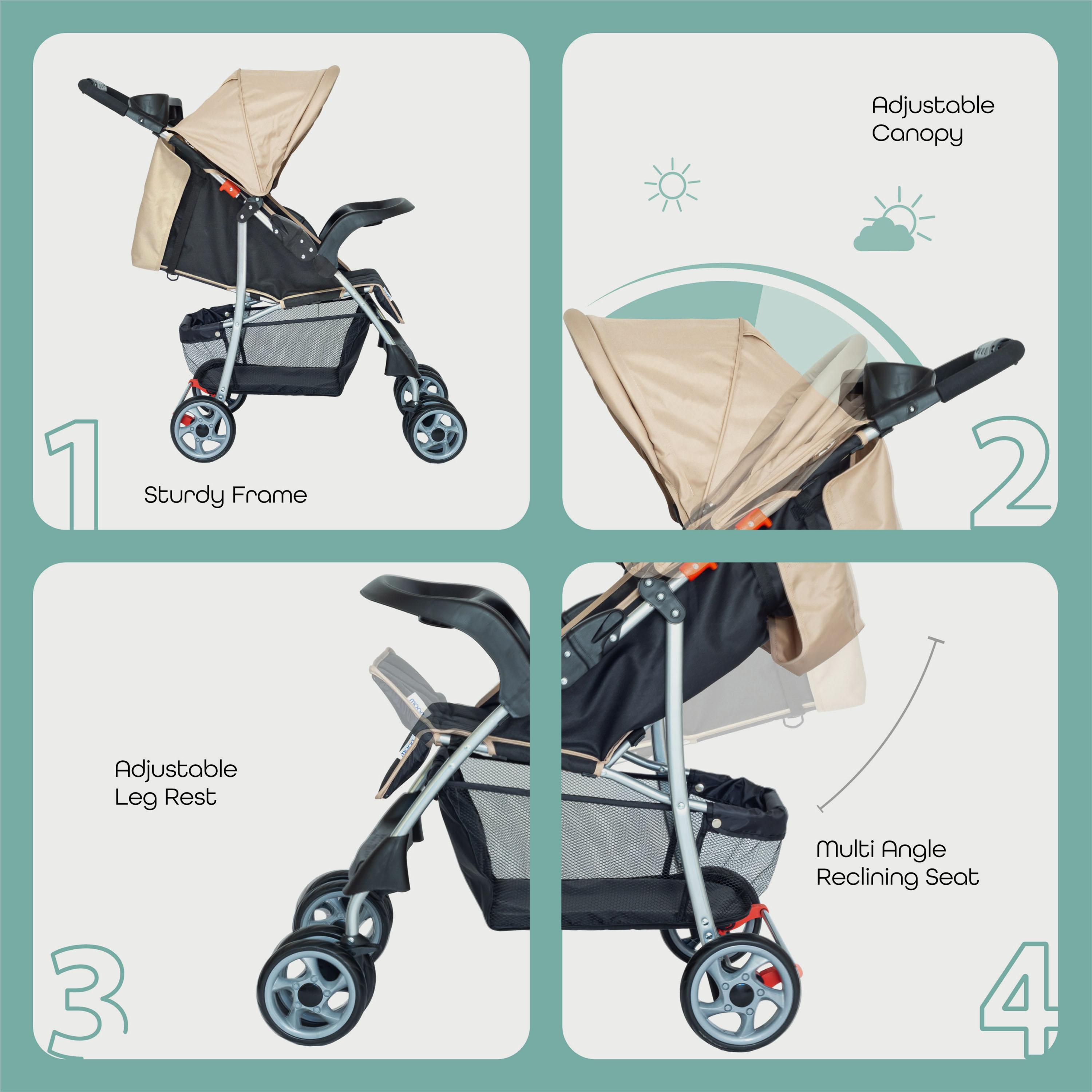 Moon Trek One Fold Stroller, Beige-baby-gear-strollersandprams-strollers-image-2