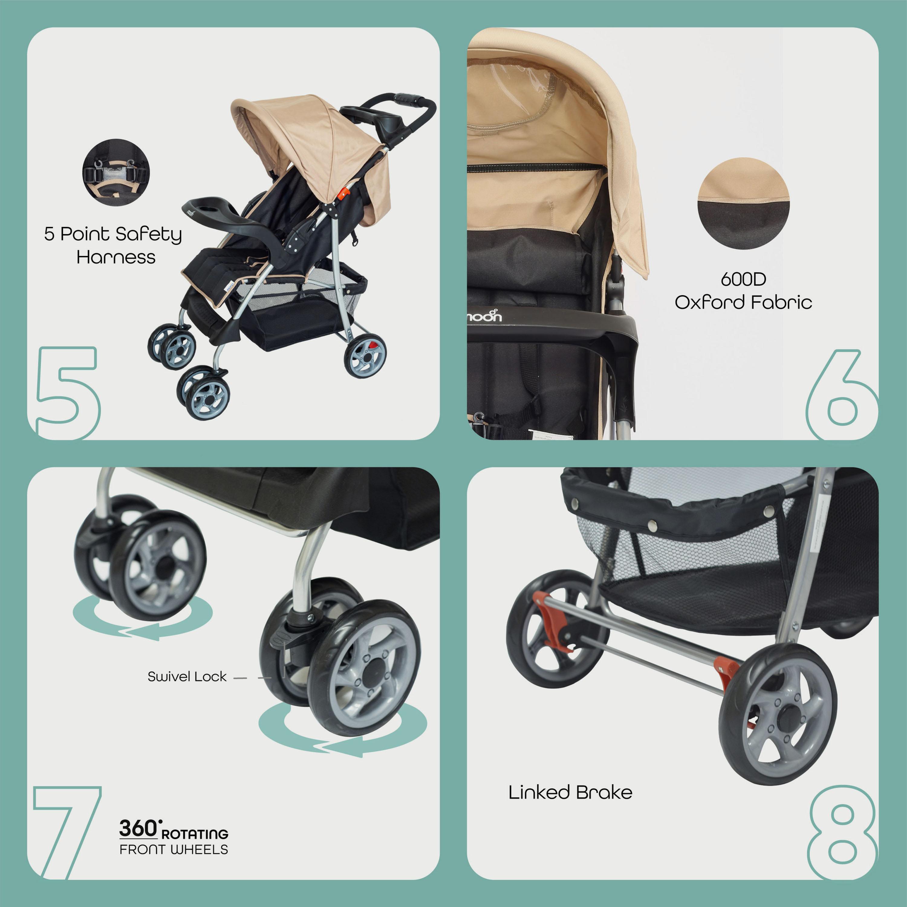 Moon Trek One Fold Stroller, Beige-baby-gear-strollersandprams-strollers-image-3