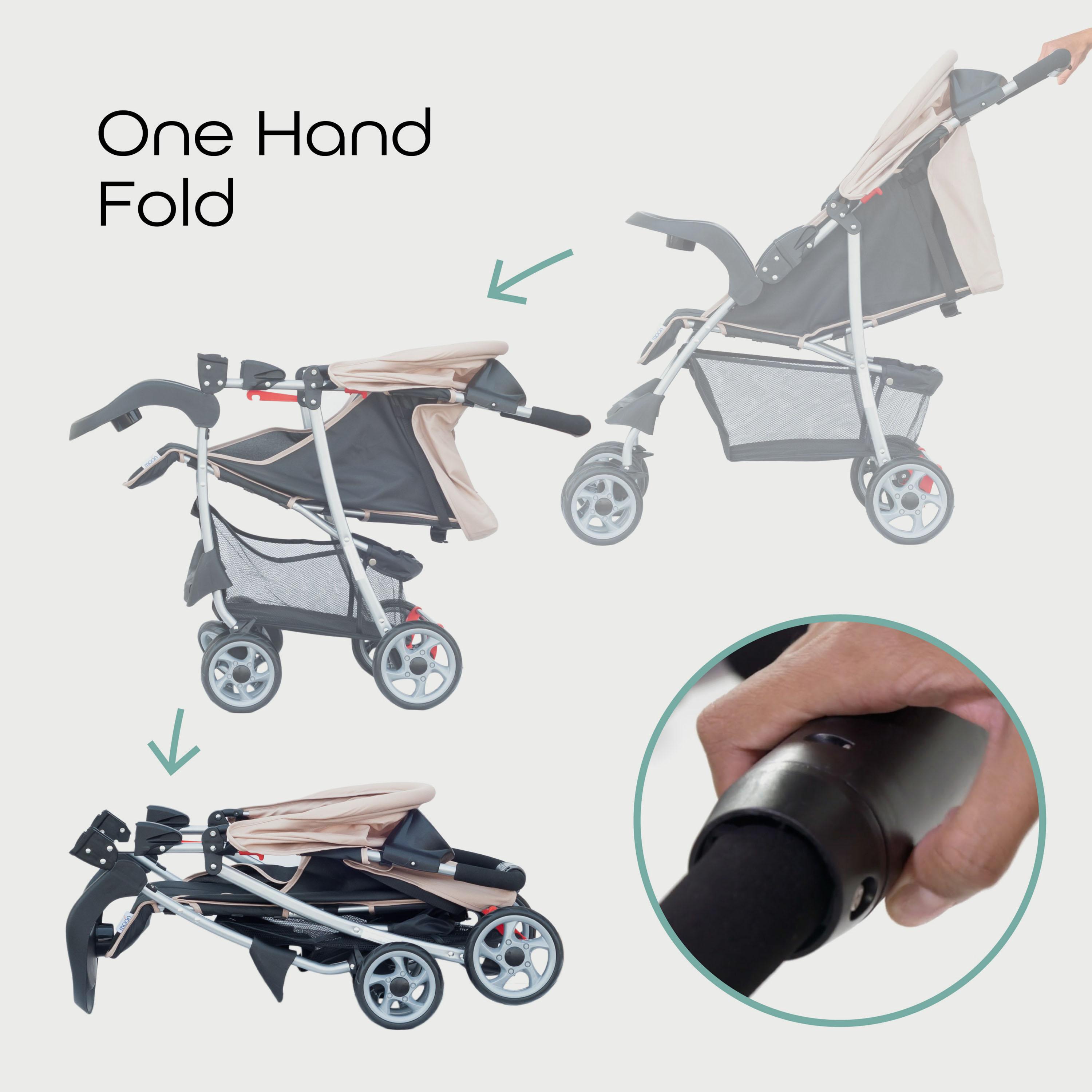 Moon Trek One Fold Stroller, Beige-baby-gear-strollersandprams-strollers-image-5