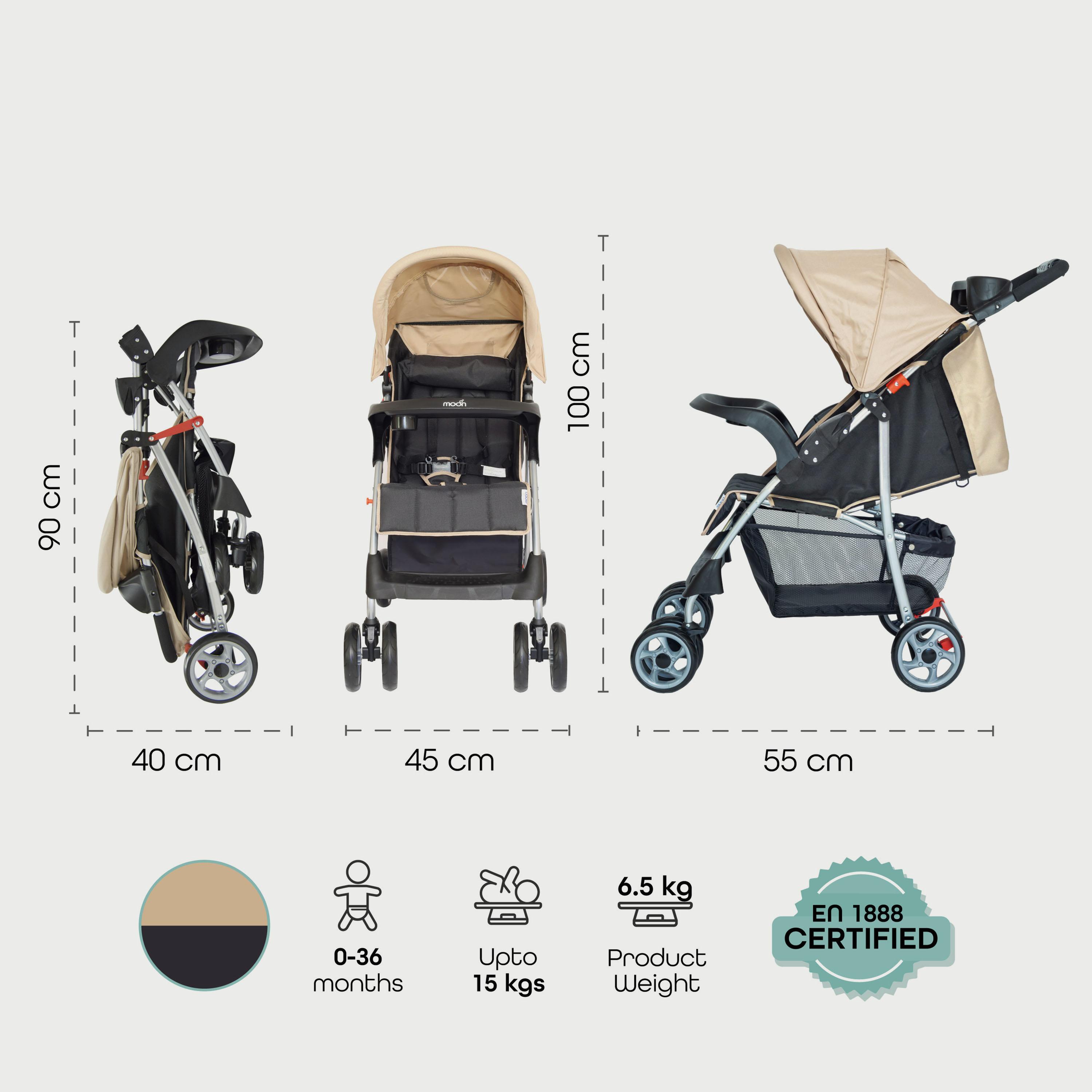 Moon Trek One Fold Stroller, Beige-baby-gear-strollersandprams-strollers-image-7