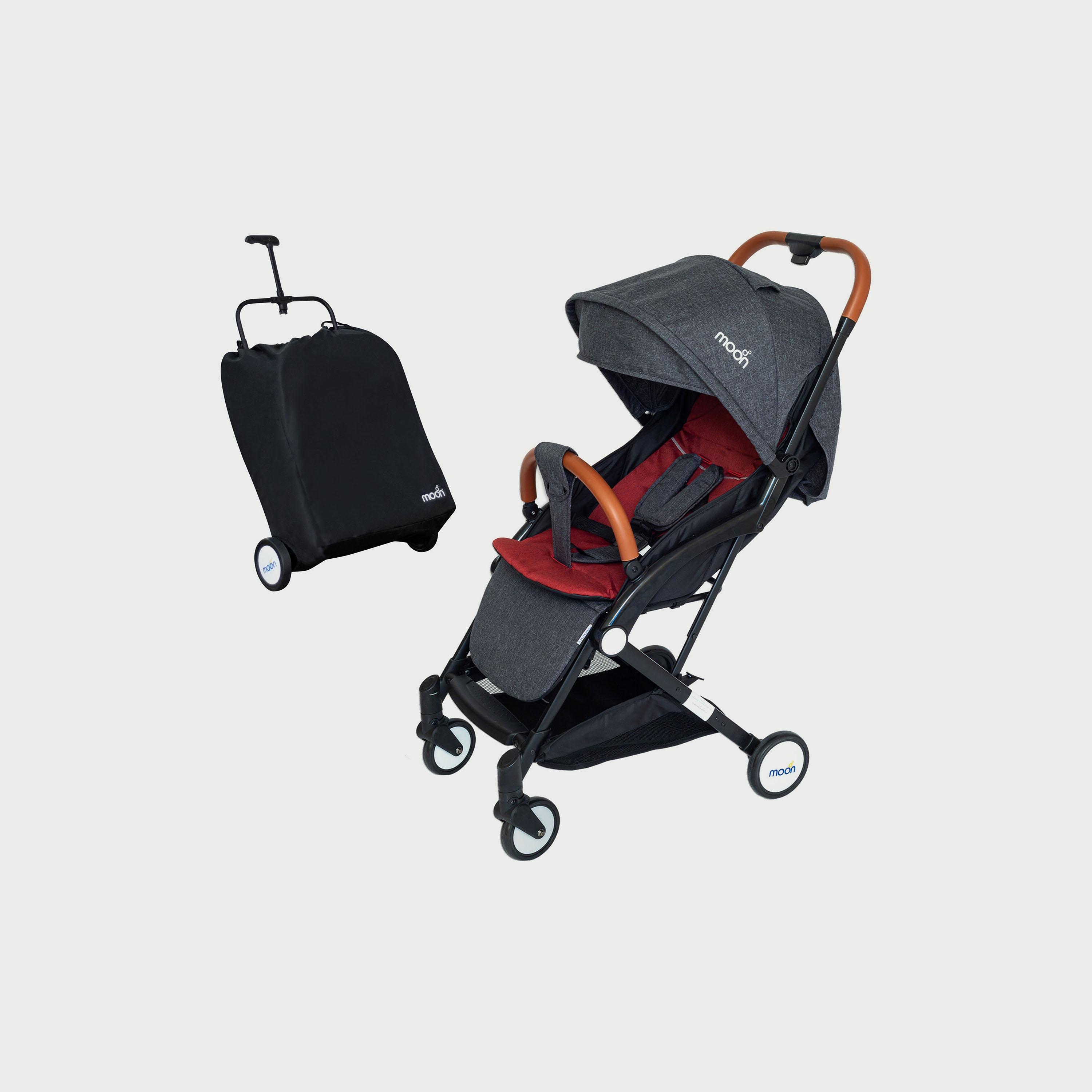 عربة الأطفال ريتزي للسفر من مون، نقاط أسود/ أحمر-baby-gear-strollersandprams-strollers-image-1