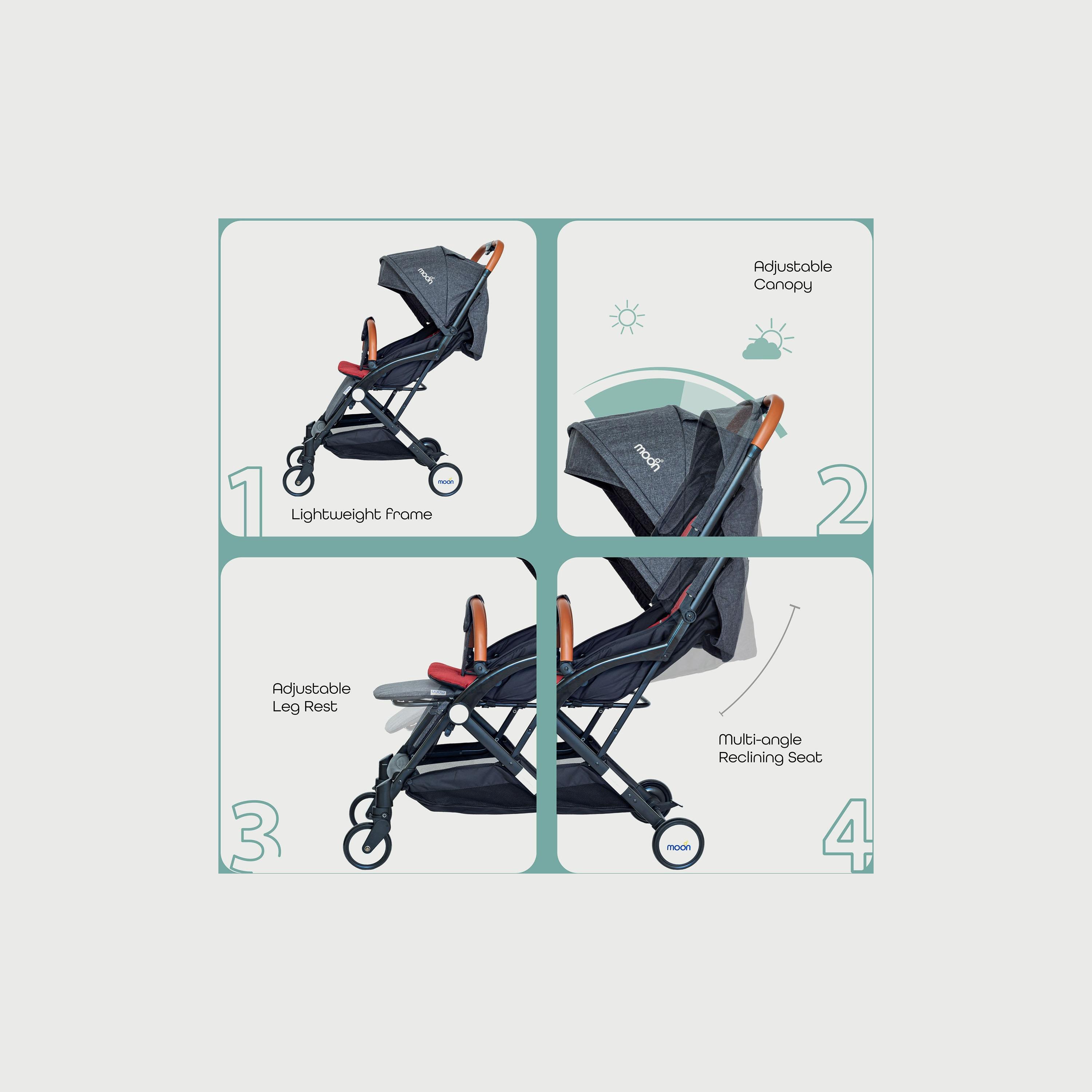 عربة الأطفال ريتزي للسفر من مون، نقاط أسود/ أحمر-baby-gear-strollersandprams-strollers-image-3