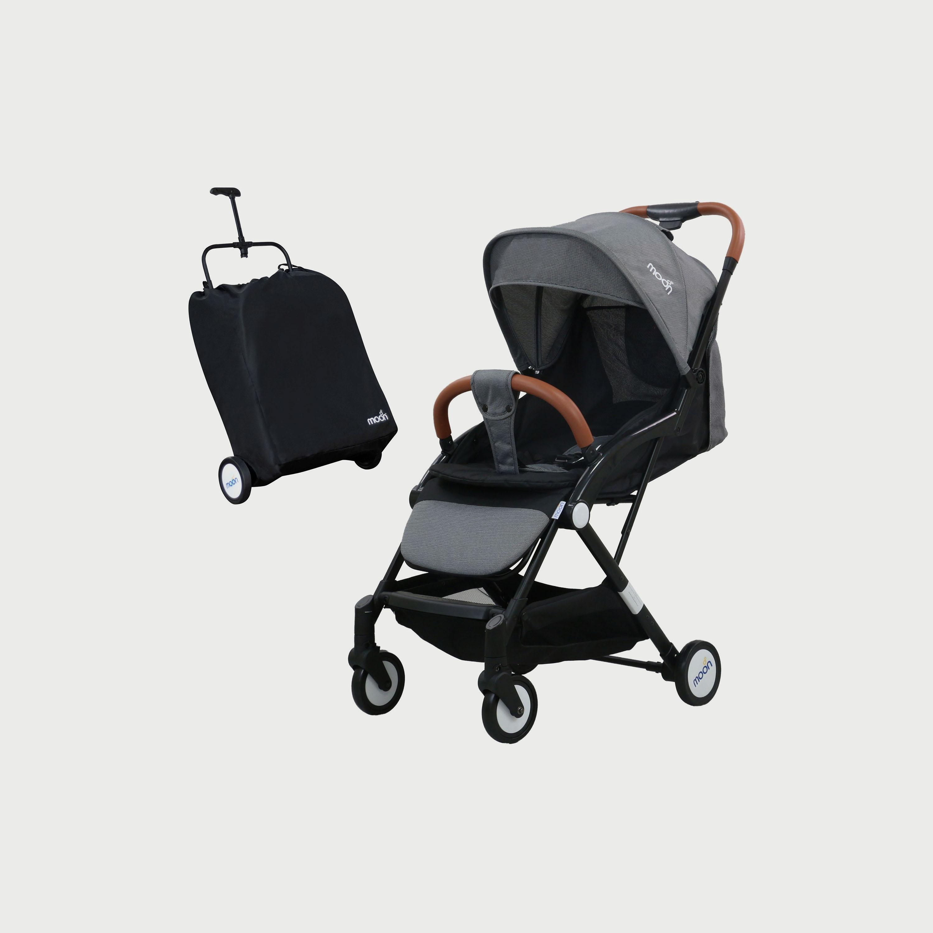 Moon Ritzi Cabin Stroller, Black/Grey Dots-baby-gear-strollersandprams-strollers-image-1